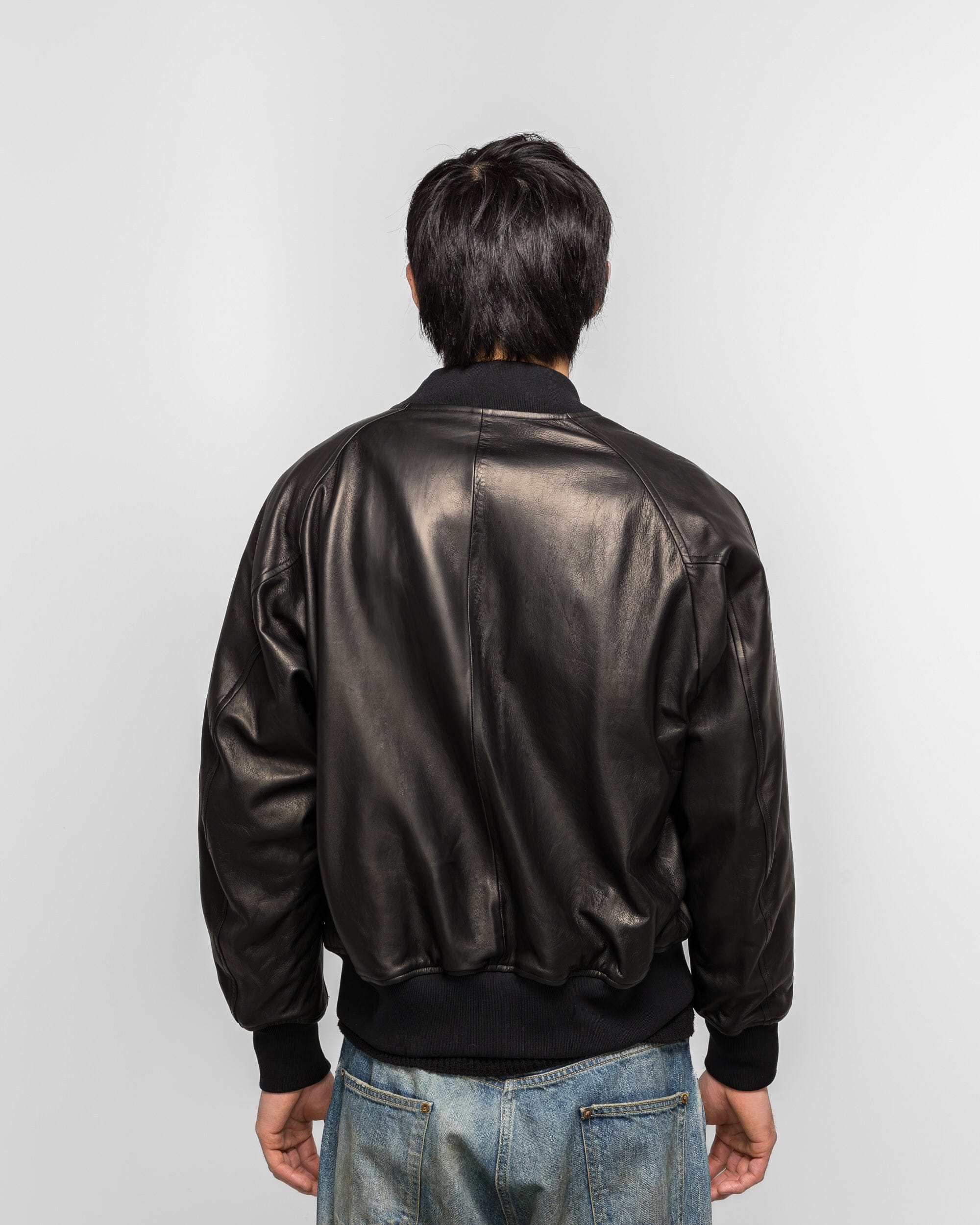 A.PRESSE Leather L2-B Flight Jacket - Black