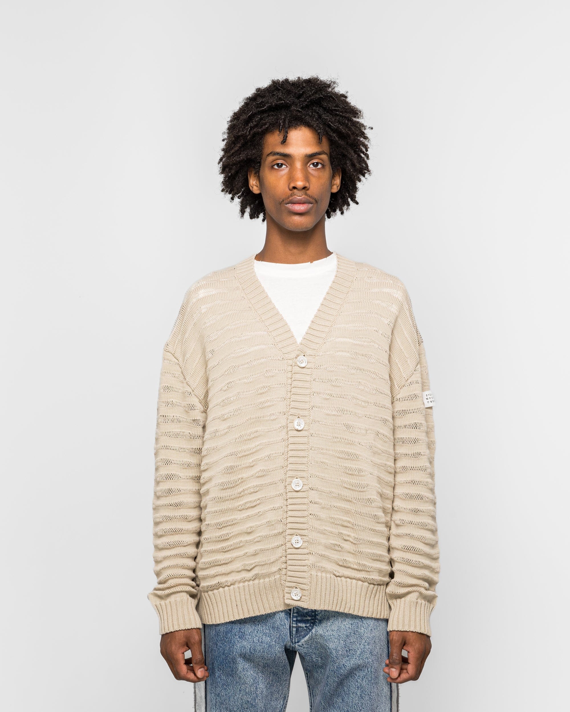 MM6 Sheer Stripes Cardigan - Dune