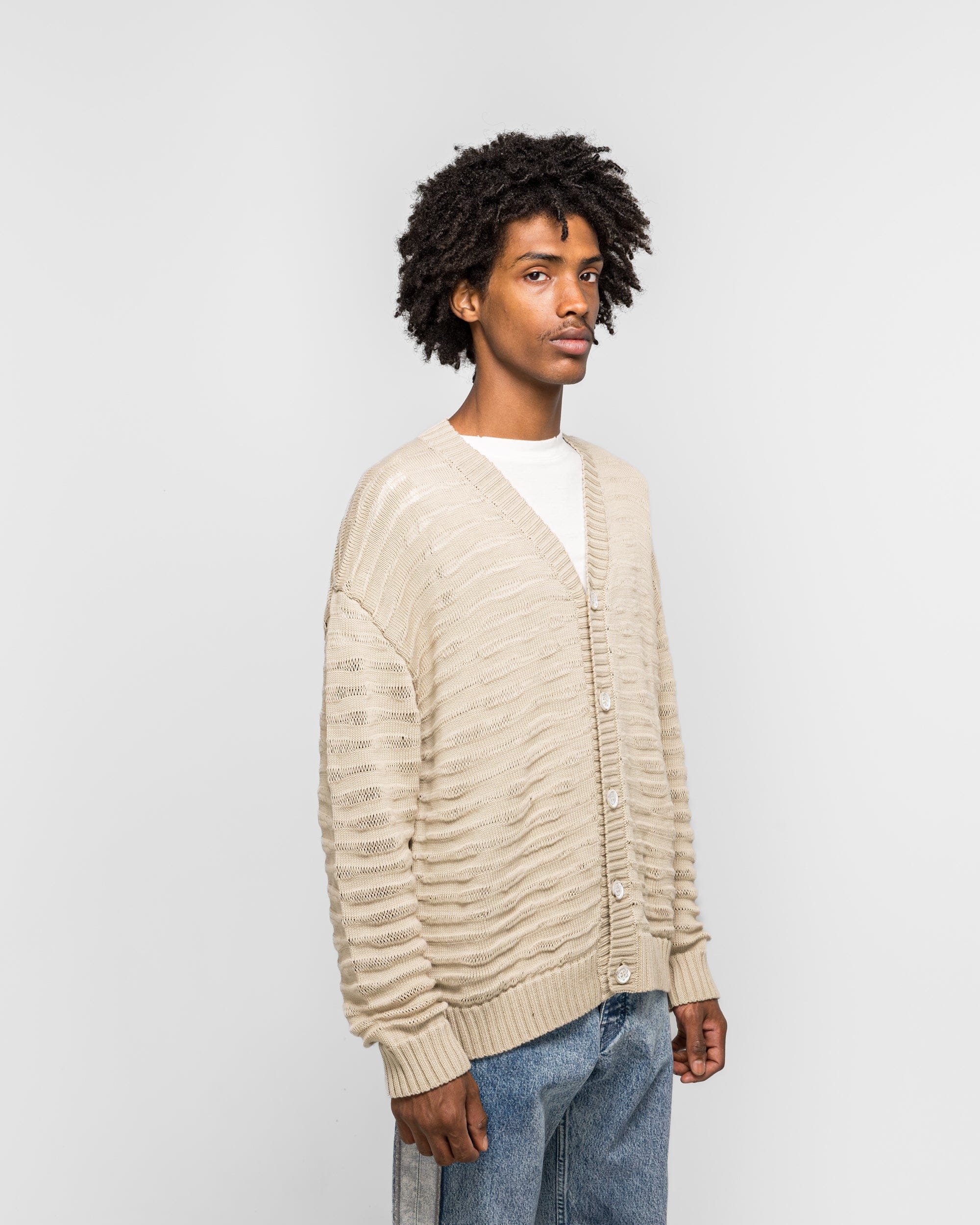 MM6 Sheer Stripes Cardigan - Dune