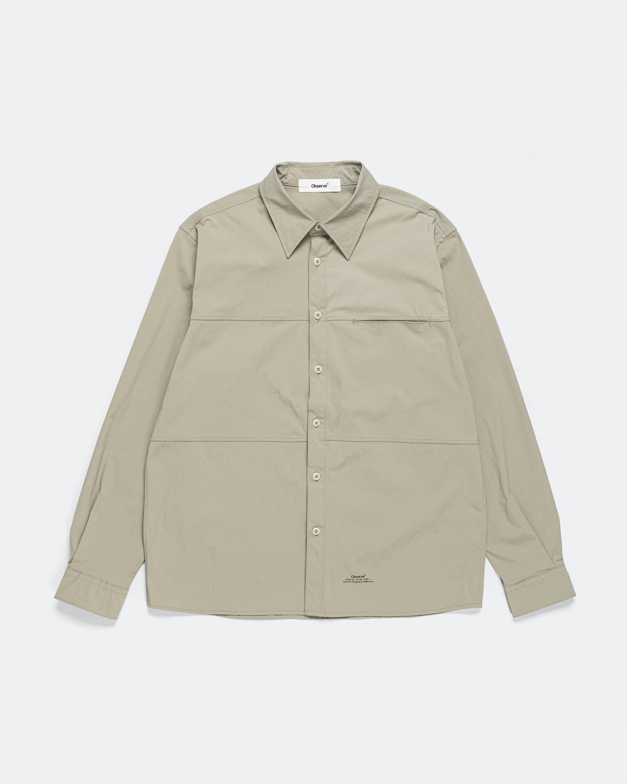 Observe Crinkled Ripstop Panel Shirt - Sage