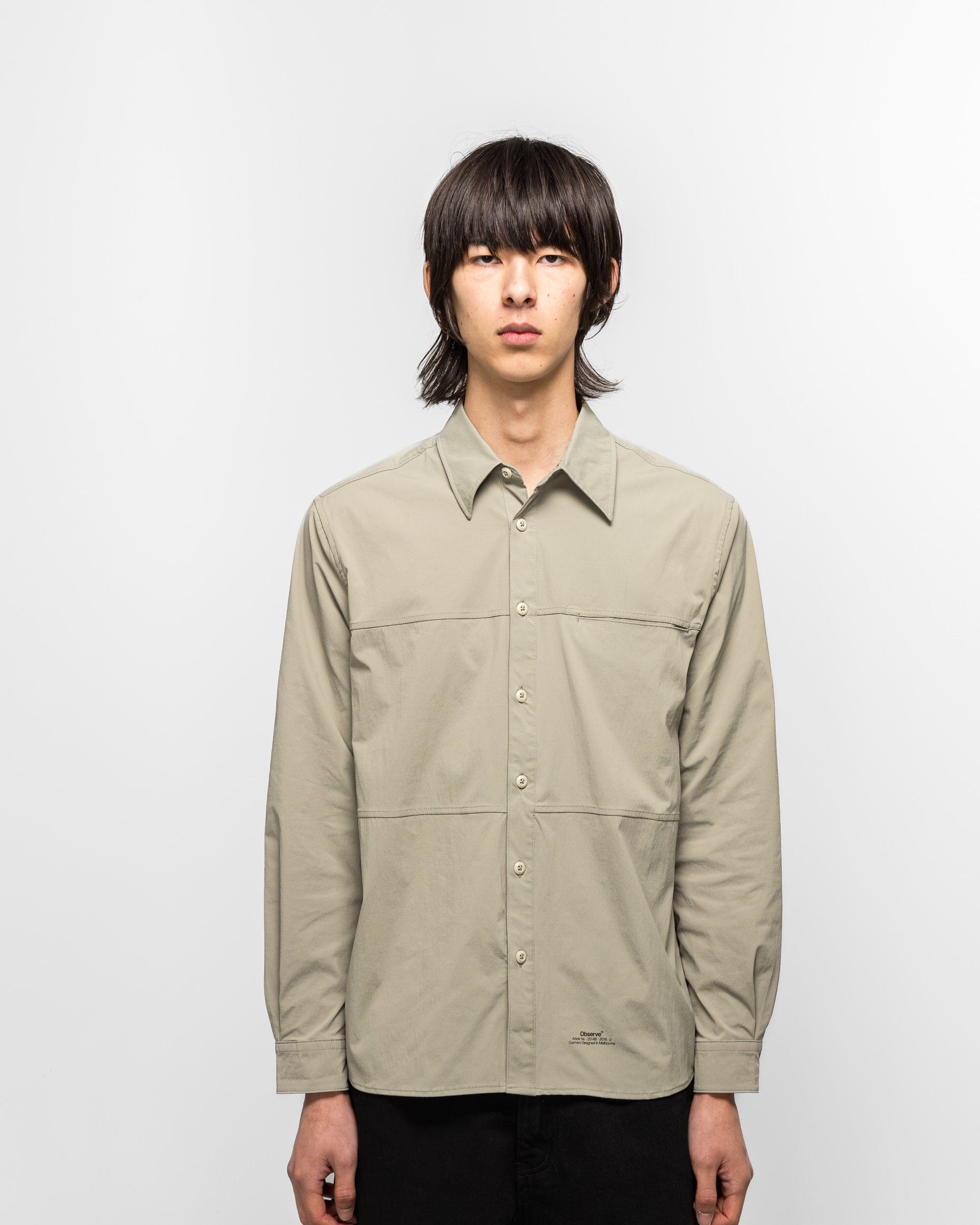 Observe Crinkled Ripstop Panel Shirt - Sage