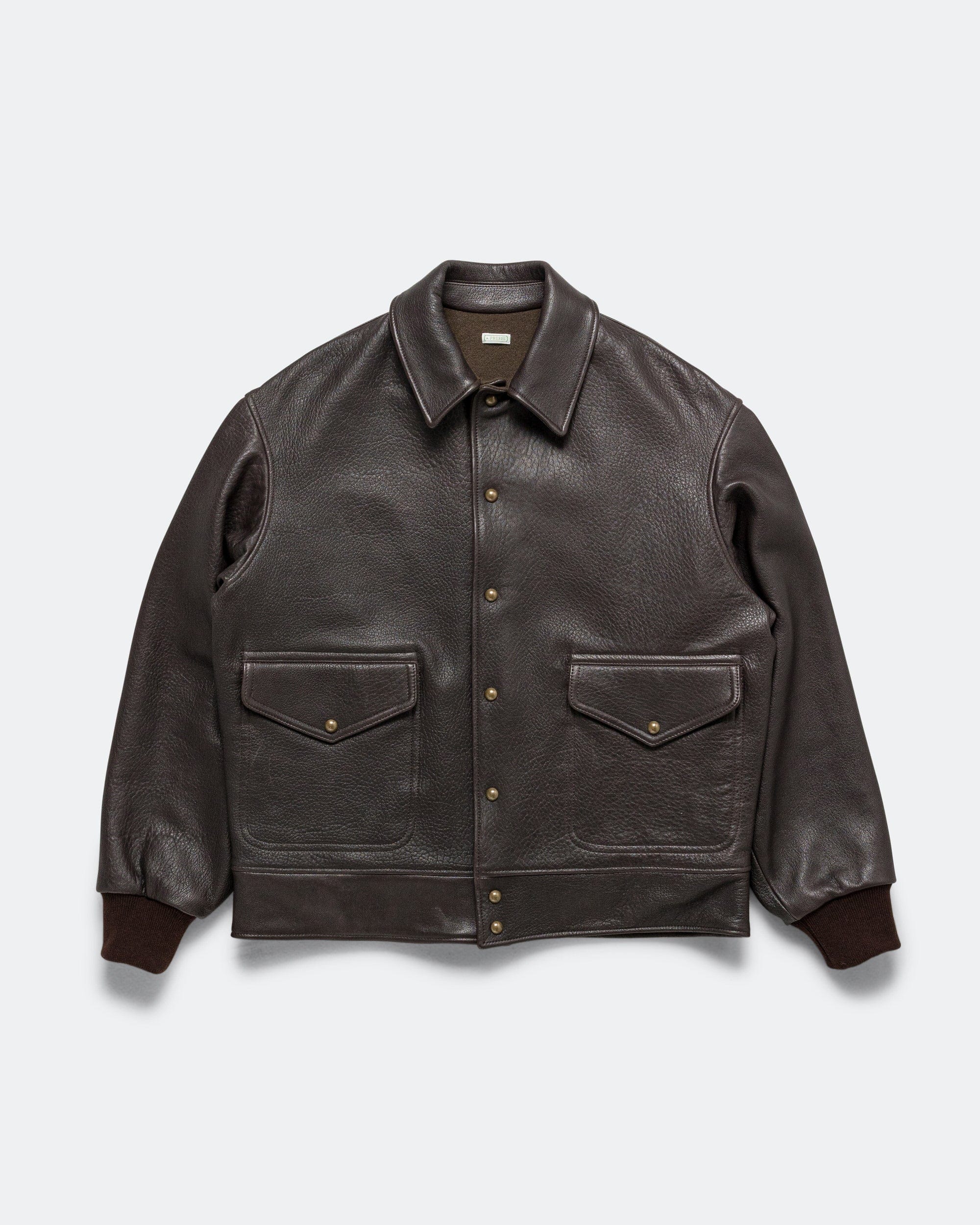 A.PRESSE Leather A-1 Flight Jacket - Brown