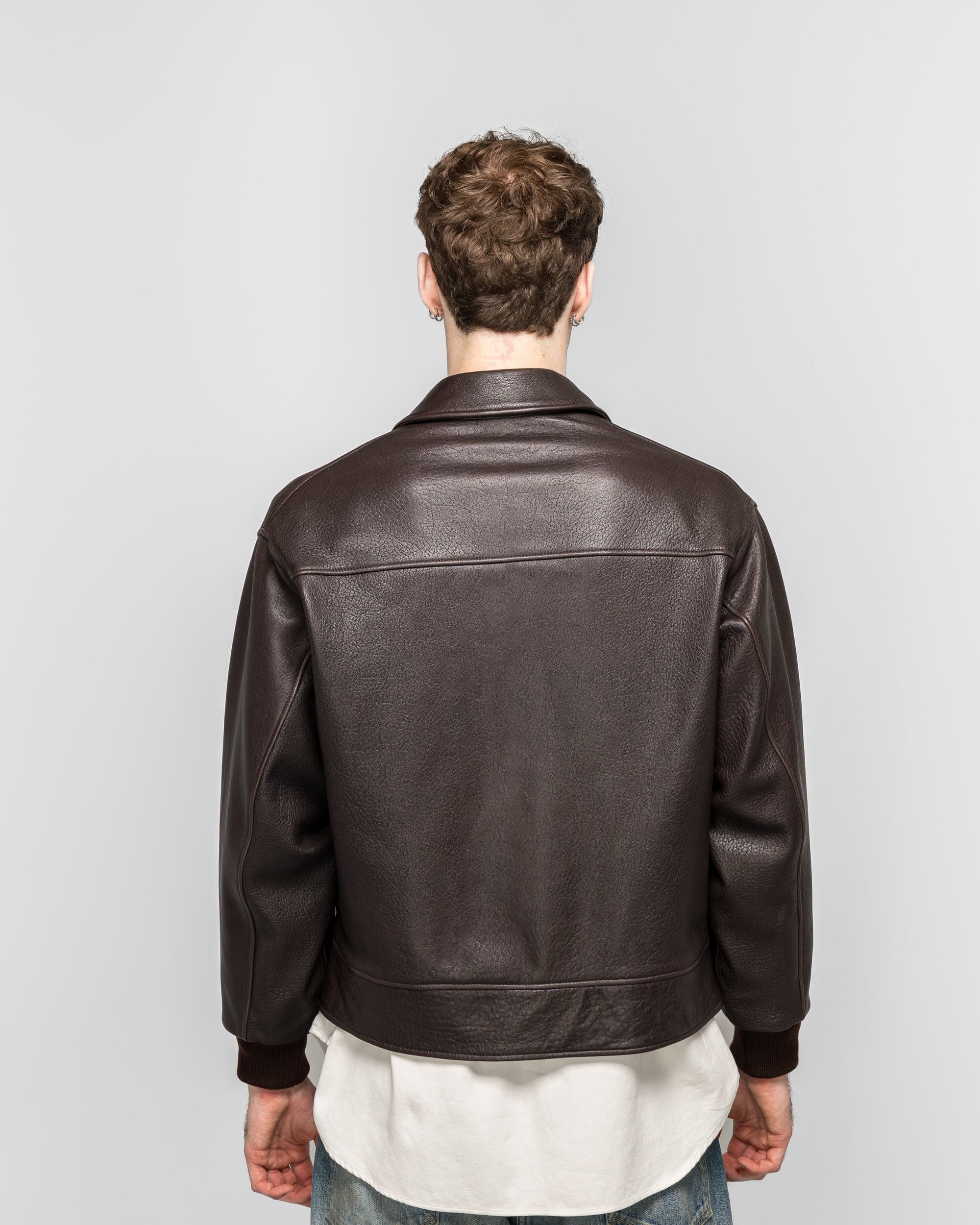 A.PRESSE Leather A-1 Flight Jacket - Brown