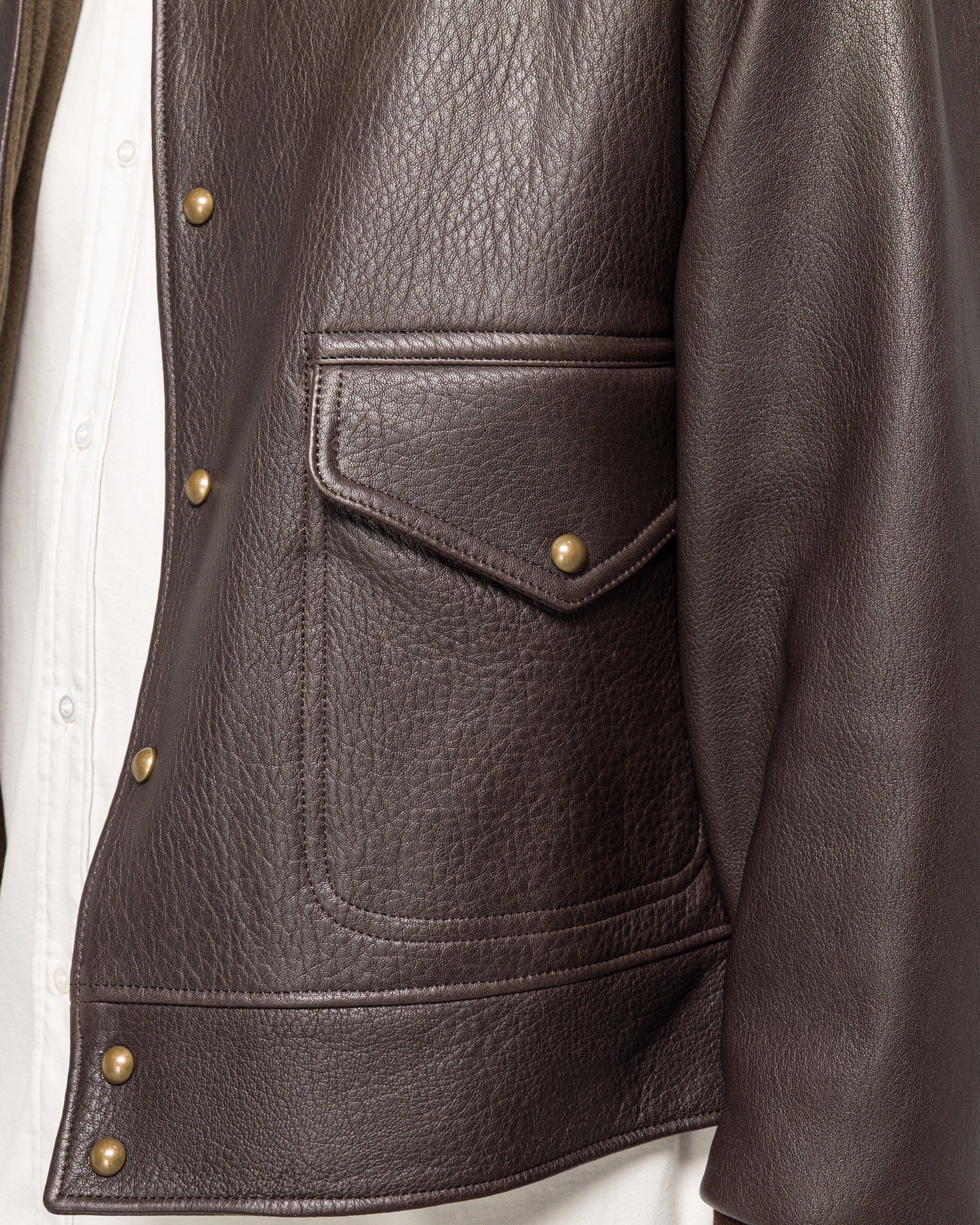 A.PRESSE Leather A-1 Flight Jacket - Brown