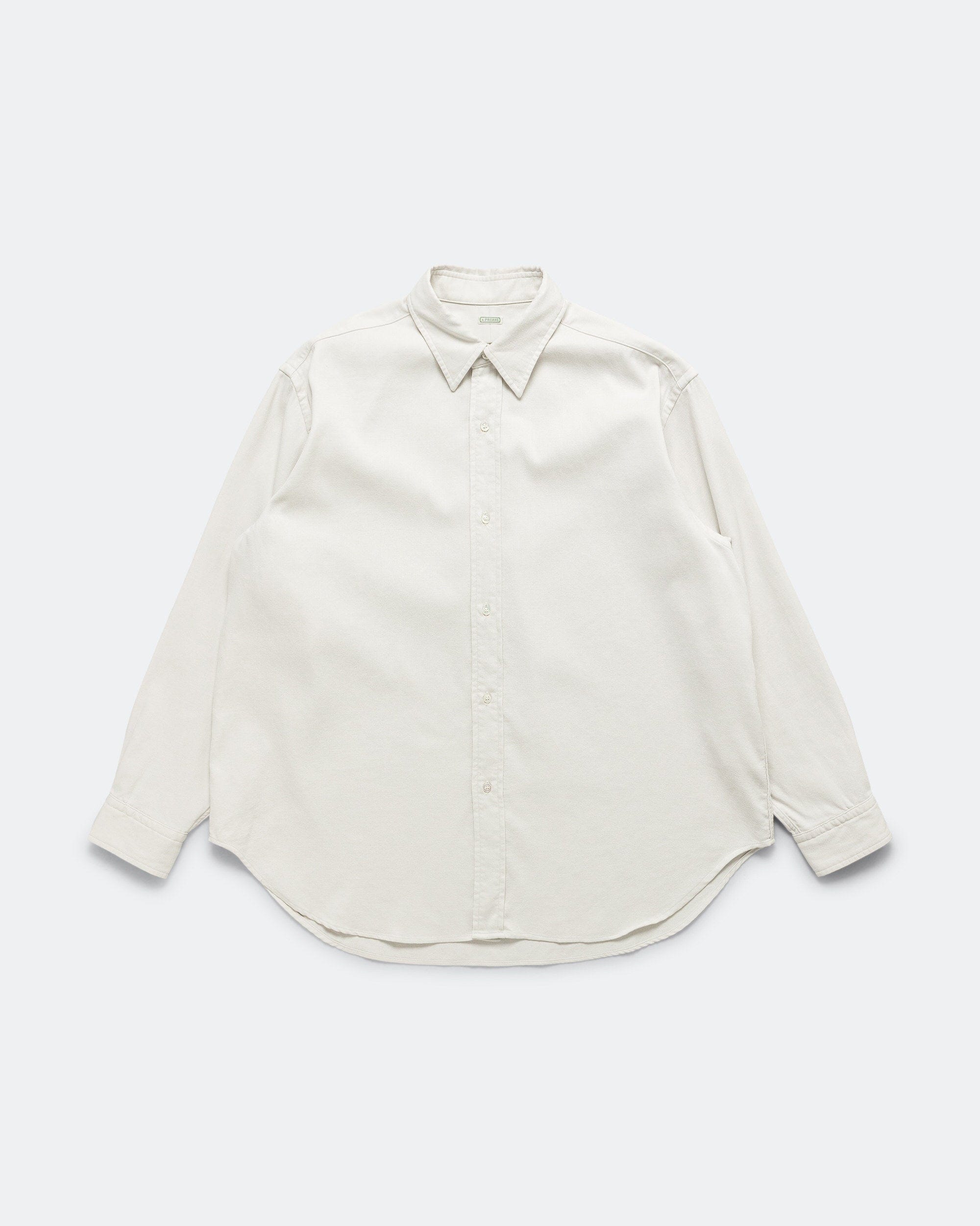 A.PRESSE Double Weave Twill Regular Collar Shirt - Ecru