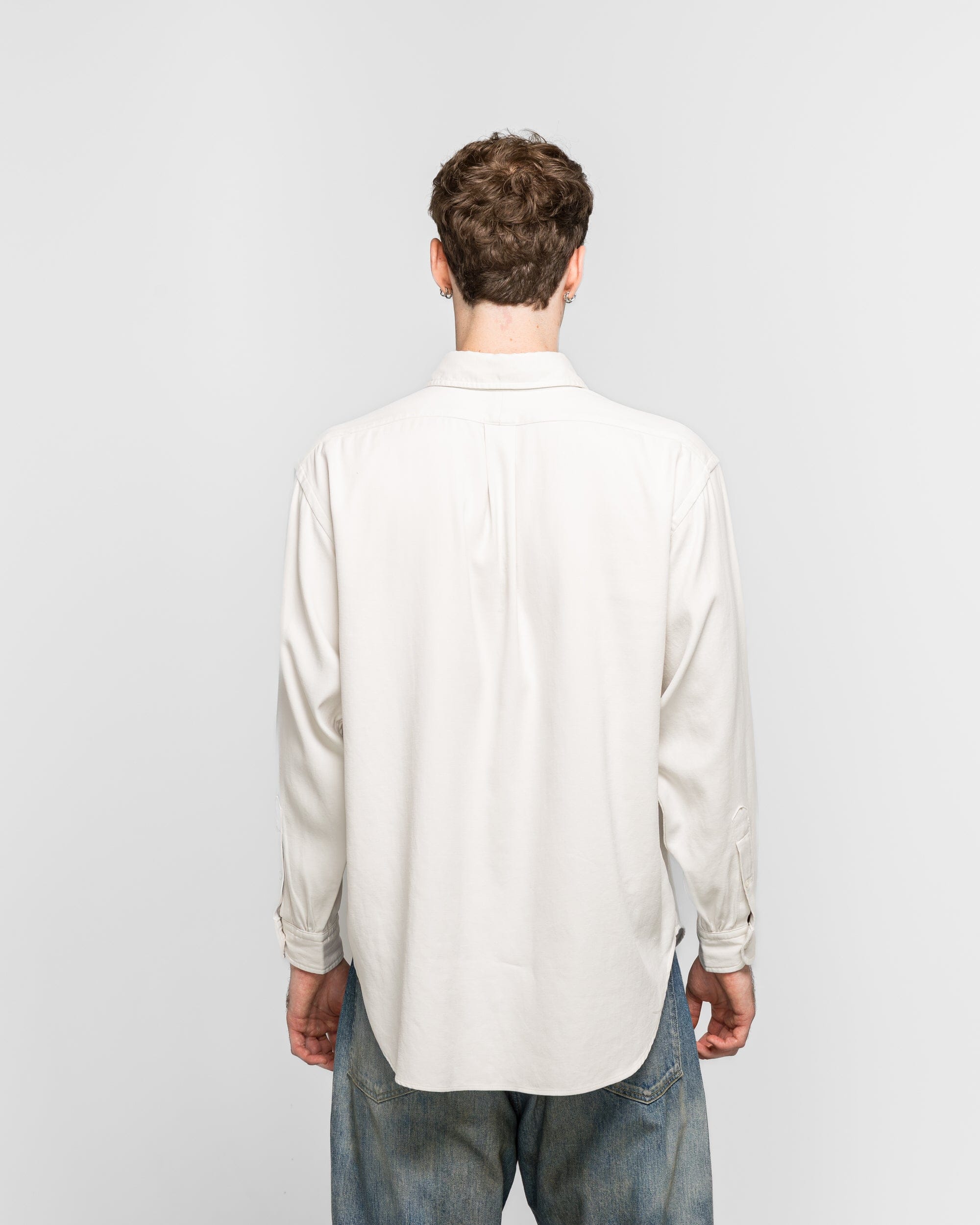 A.PRESSE Double Weave Twill Regular Collar Shirt - Ecru
