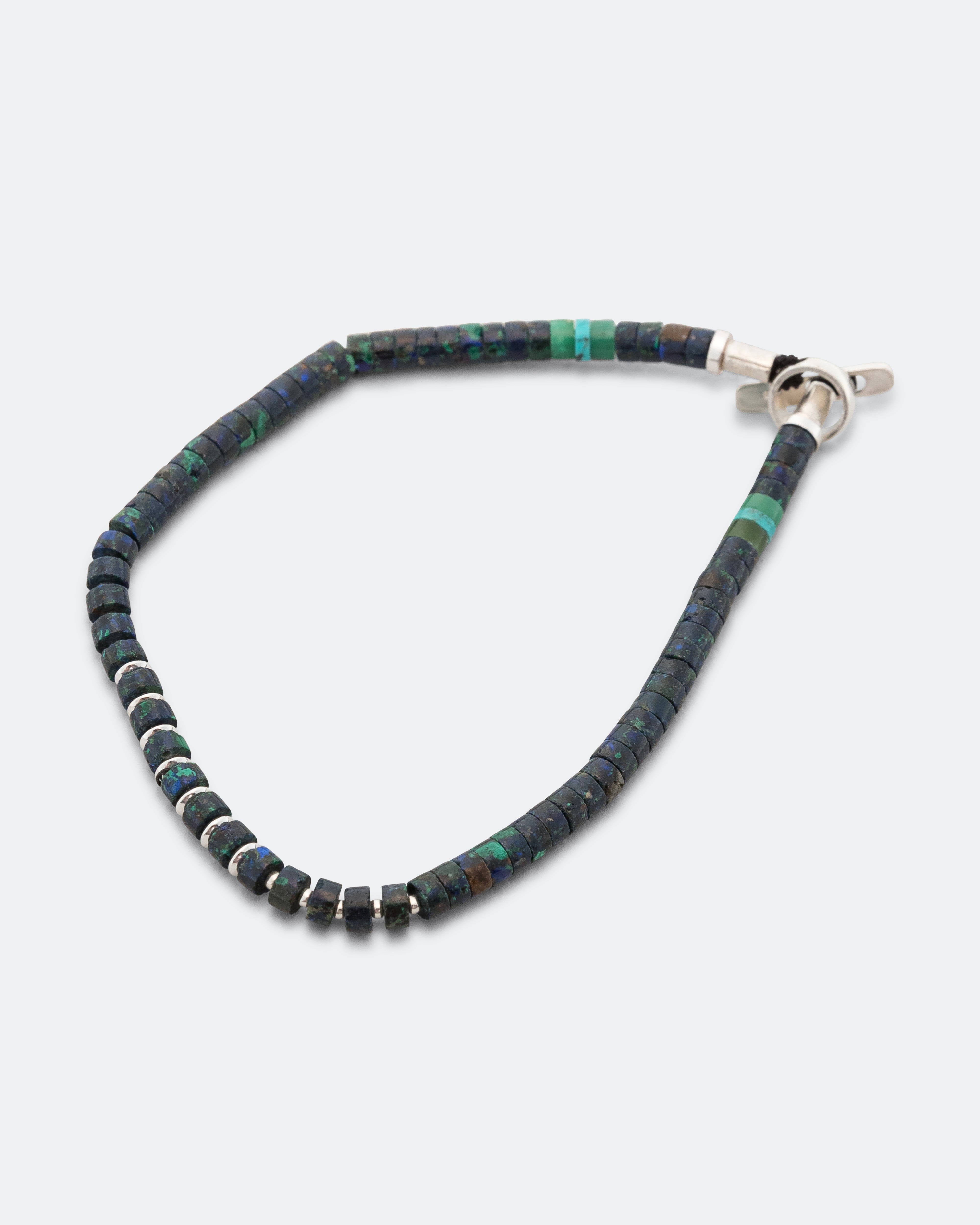 Mikia Silver Heishi Bracelet - Azurite/925 Silver