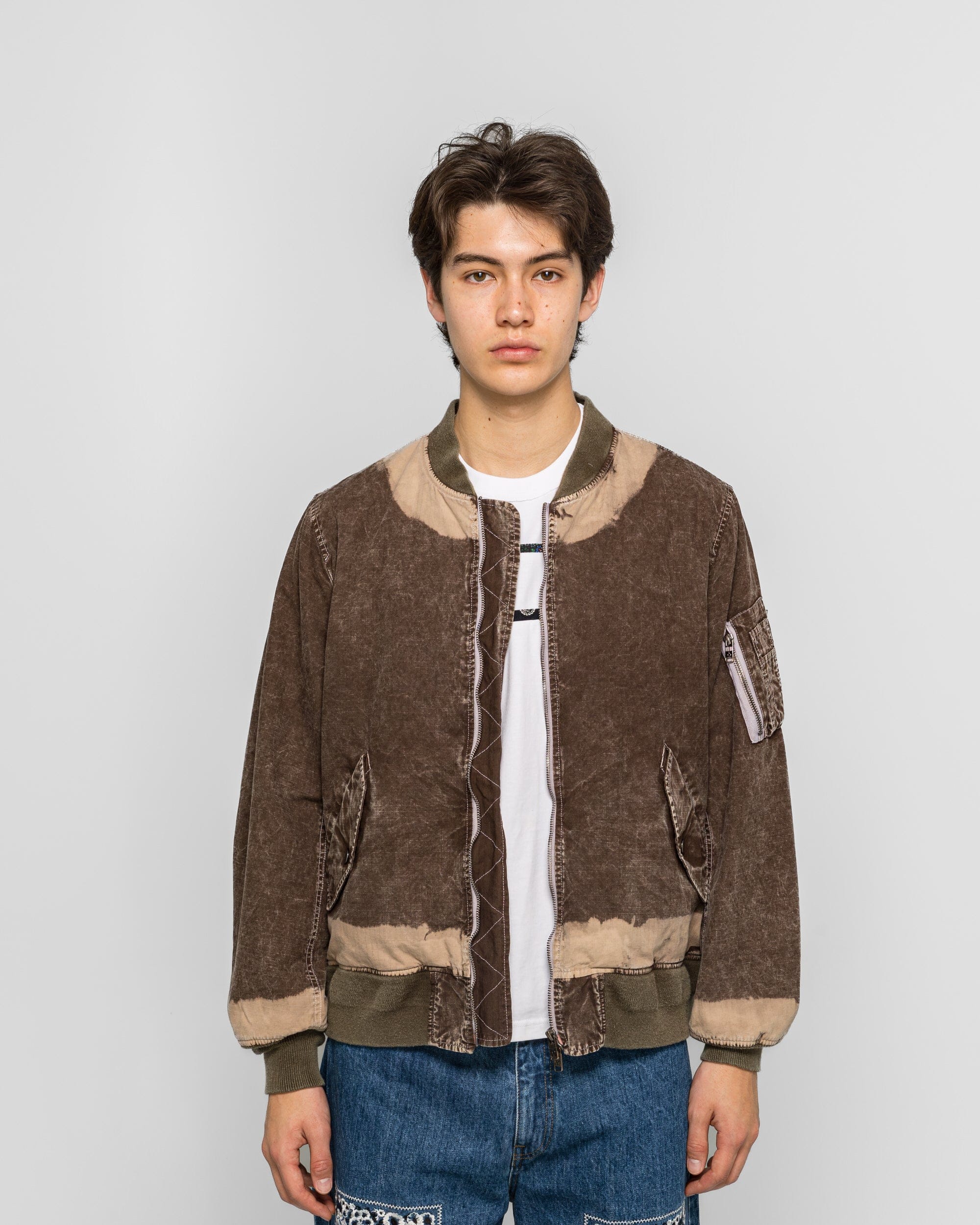 NOMARHYTHM TEXTILE Hand Dye Flight Jacket - Brown