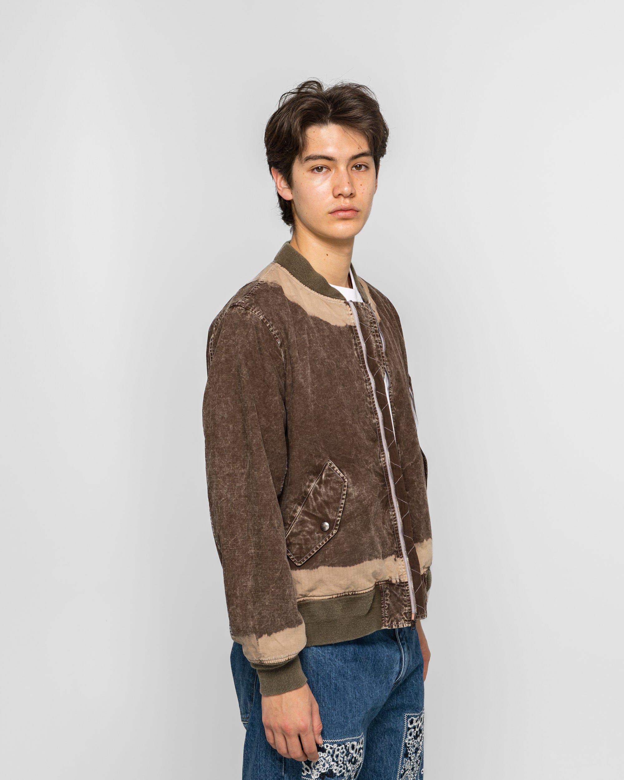 NOMARHYTHM TEXTILE Hand Dye Flight Jacket - Brown