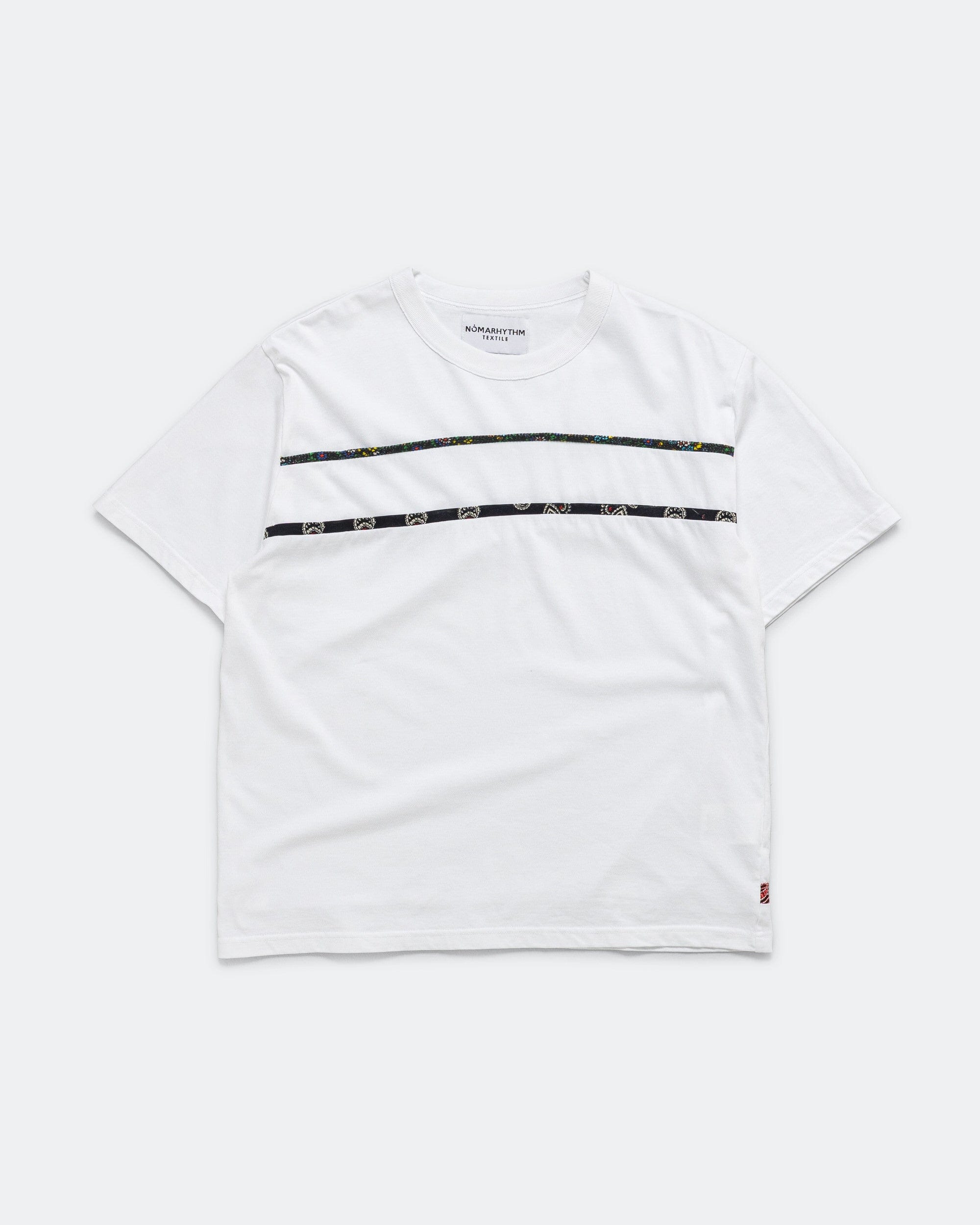 NOMARHYTHM TEXTILE Border Patchwork T-Shirt - White