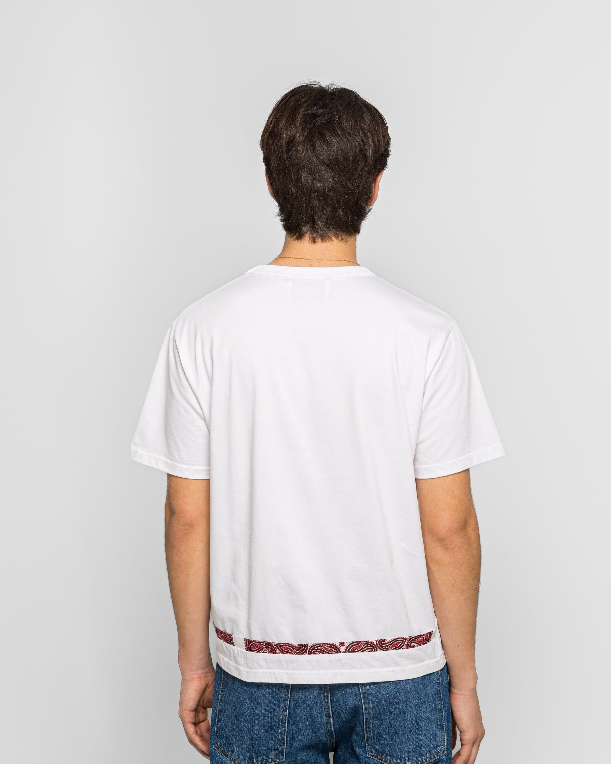 NOMARHYTHM TEXTILE Border Patchwork T-Shirt - White