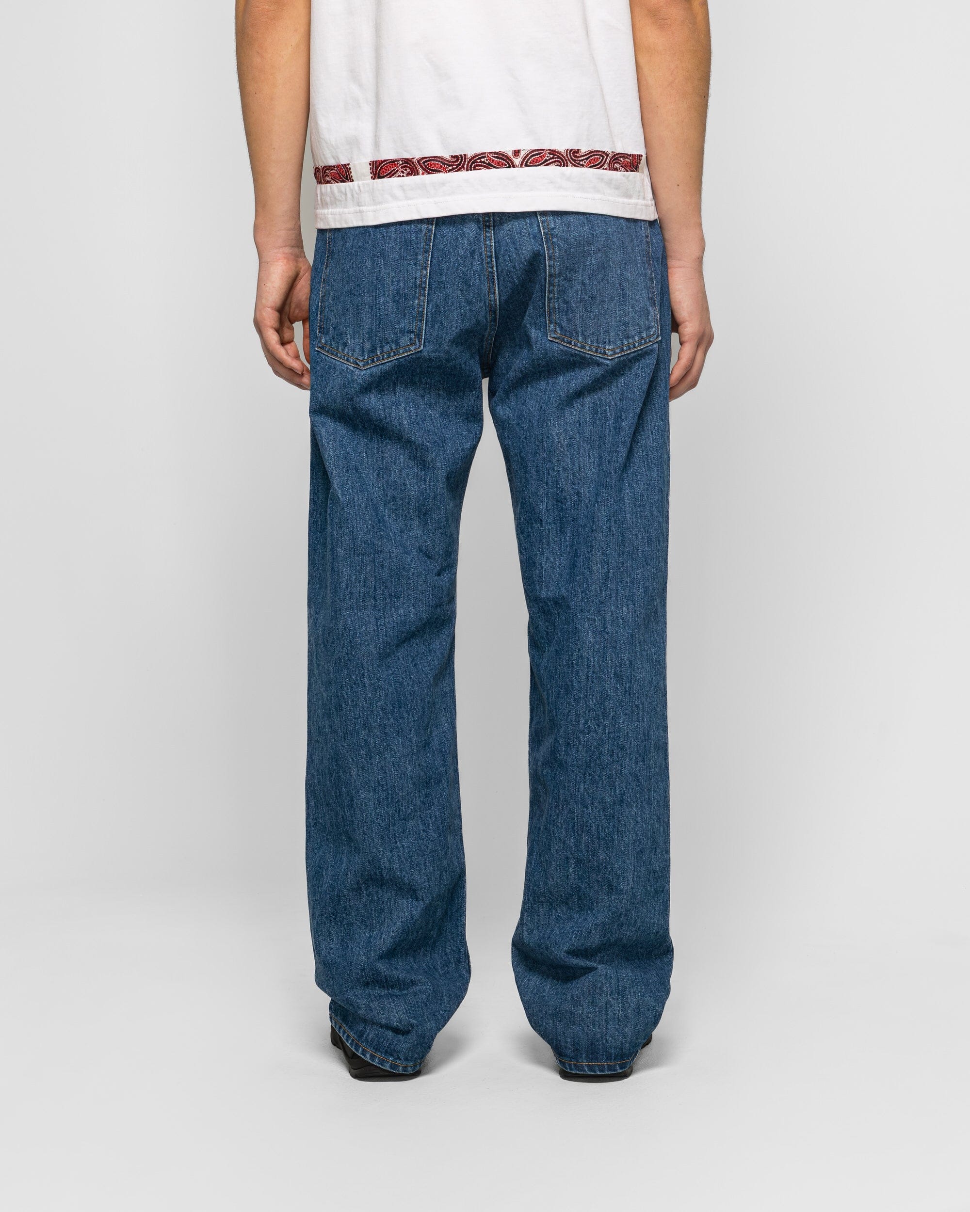 NOMARHYTHM TEXTILE Bandana Embroidery Denim Pants - Indigo/White