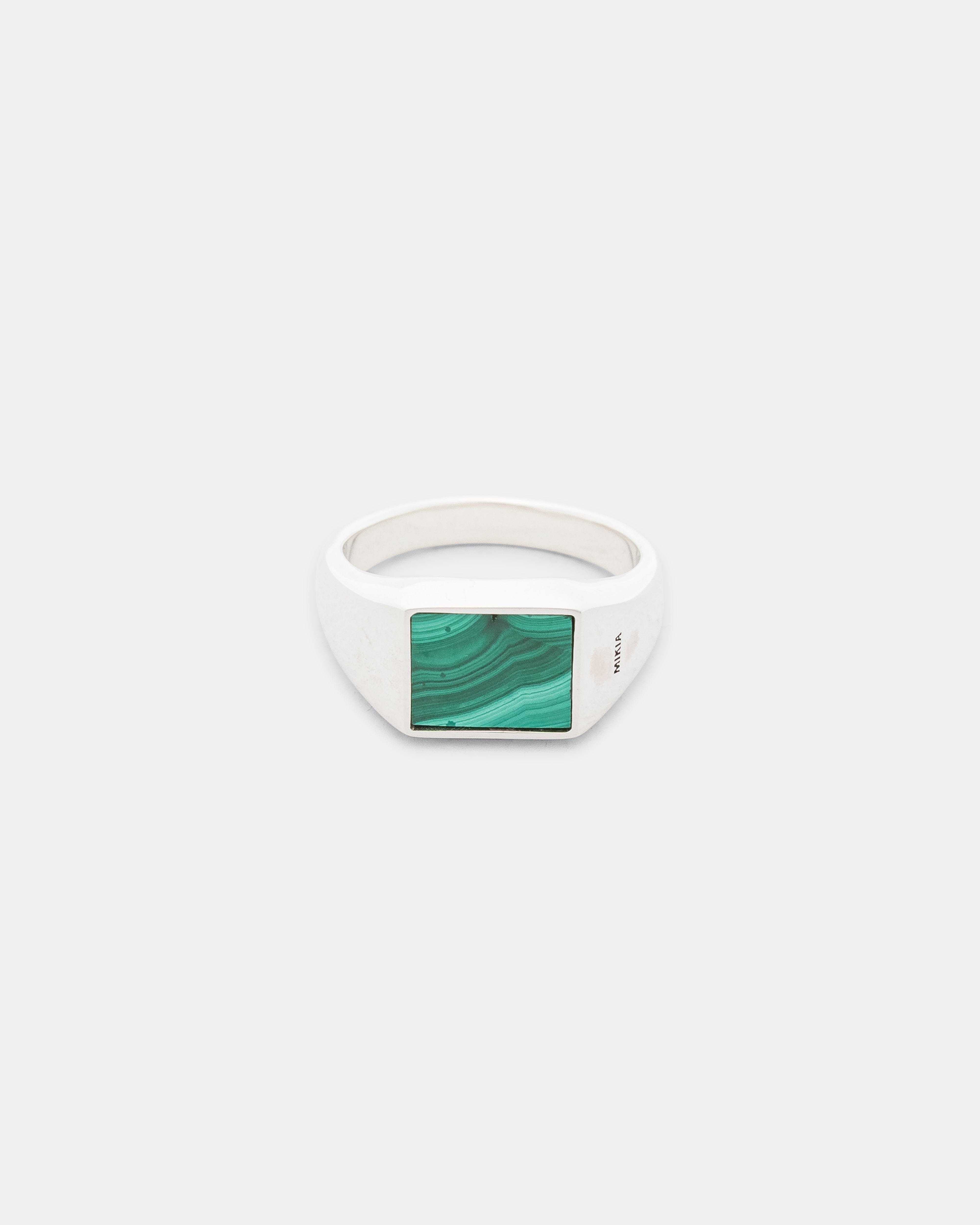 Mikia Rectangle Ring - Malachite/925 Silver