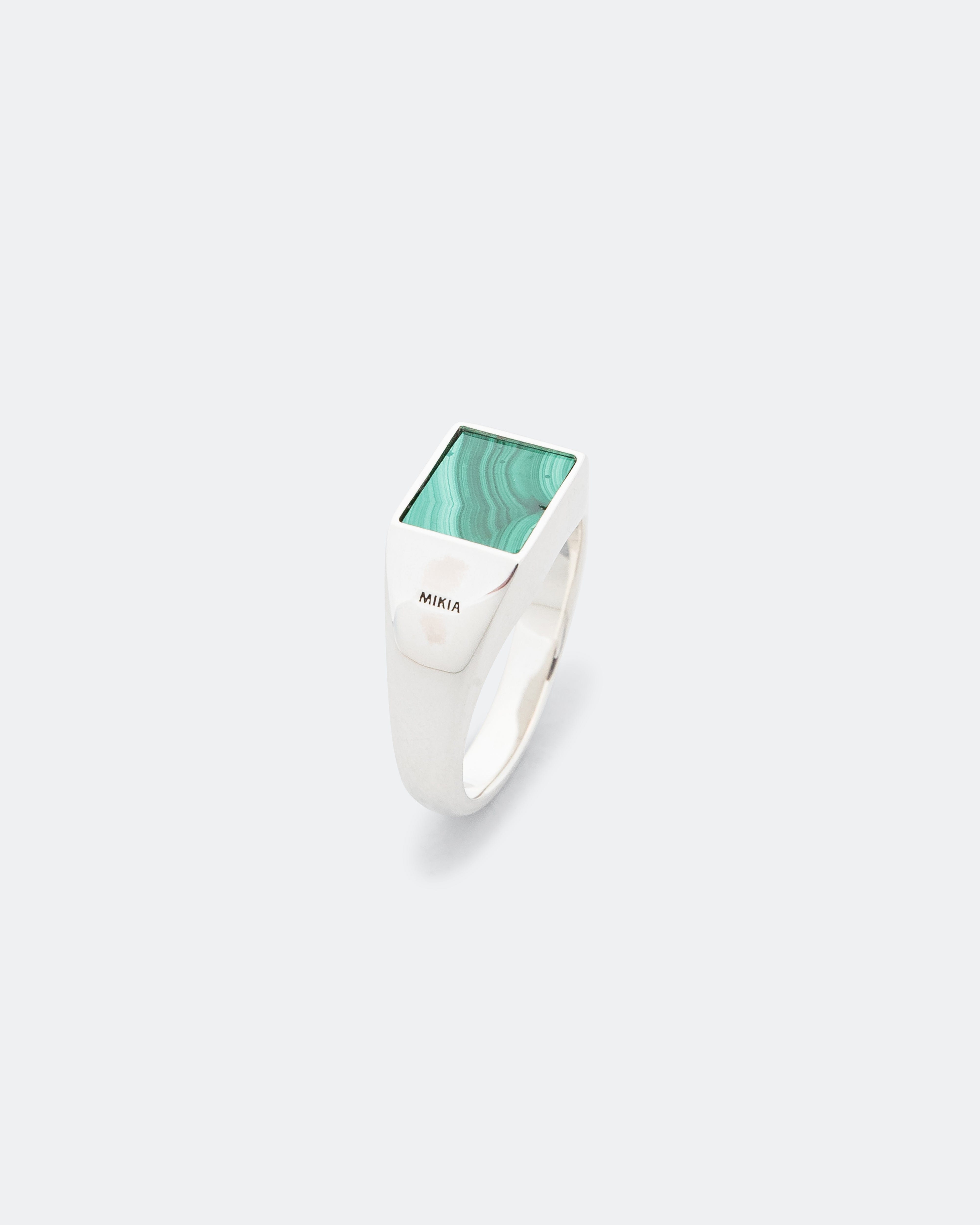 Mikia Rectangle Ring - Malachite/925 Silver