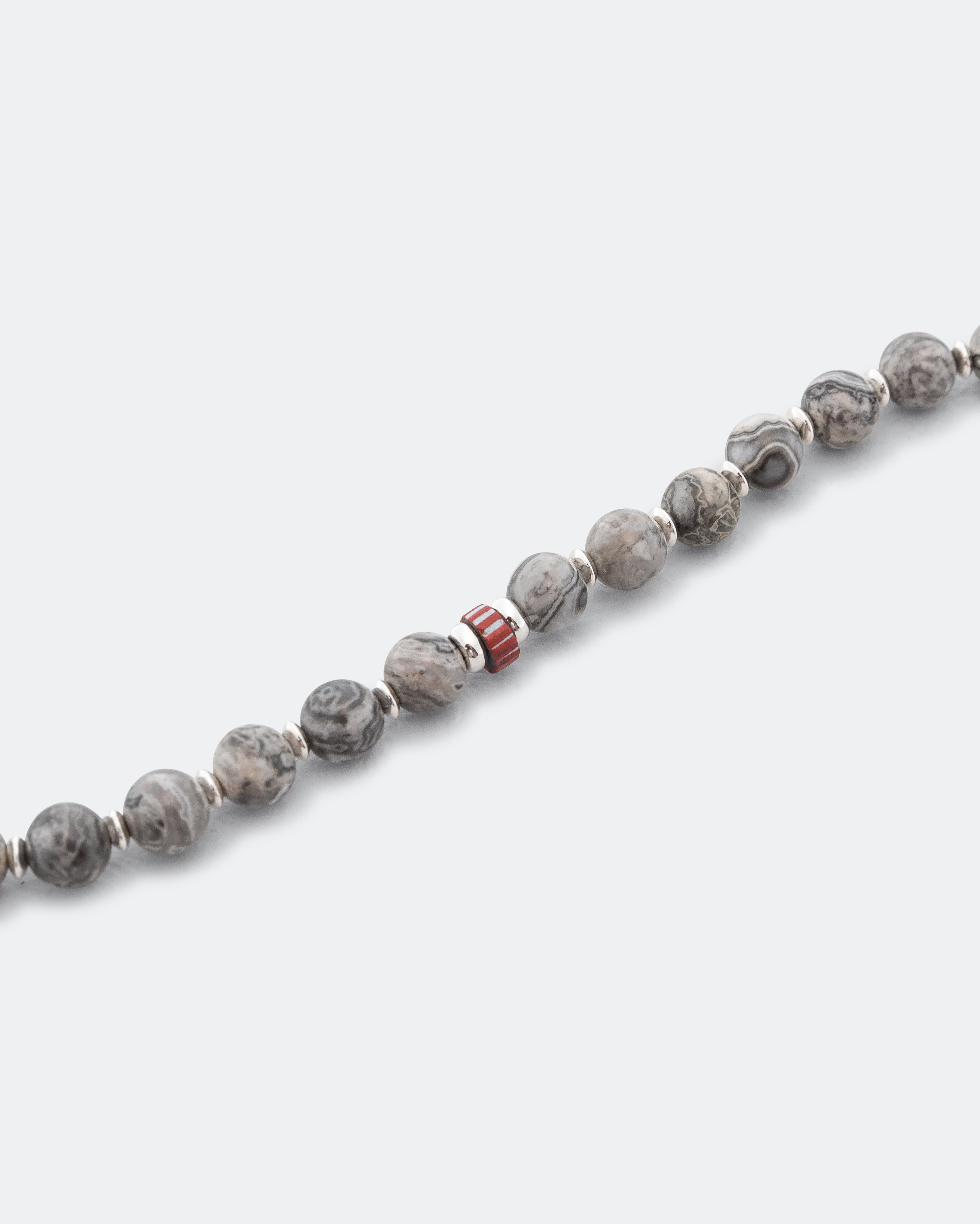 Mikia 6mm Stone Bracelet - Grey Jasper/925 Silver