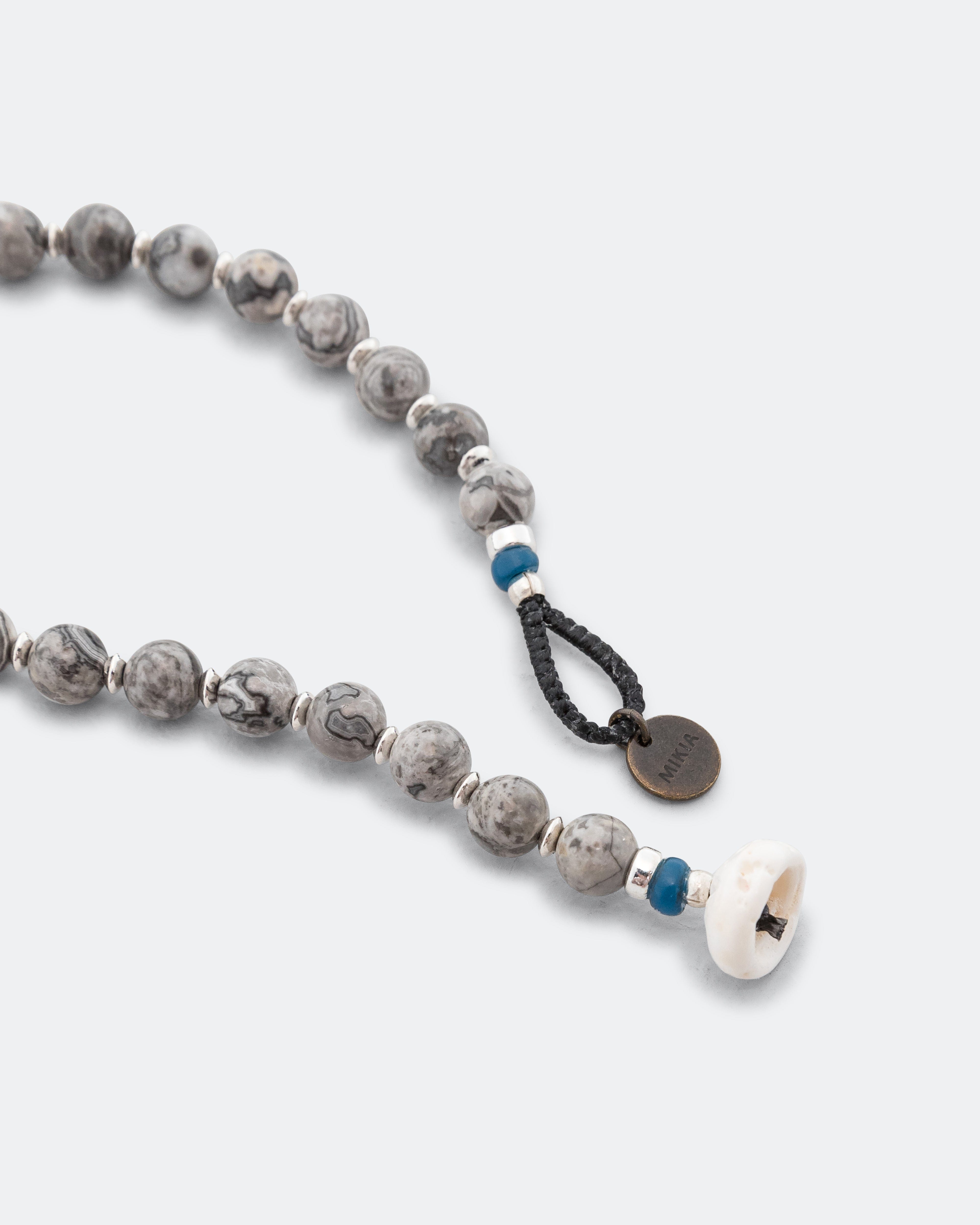 Mikia 6mm Stone Bracelet - Grey Jasper/925 Silver