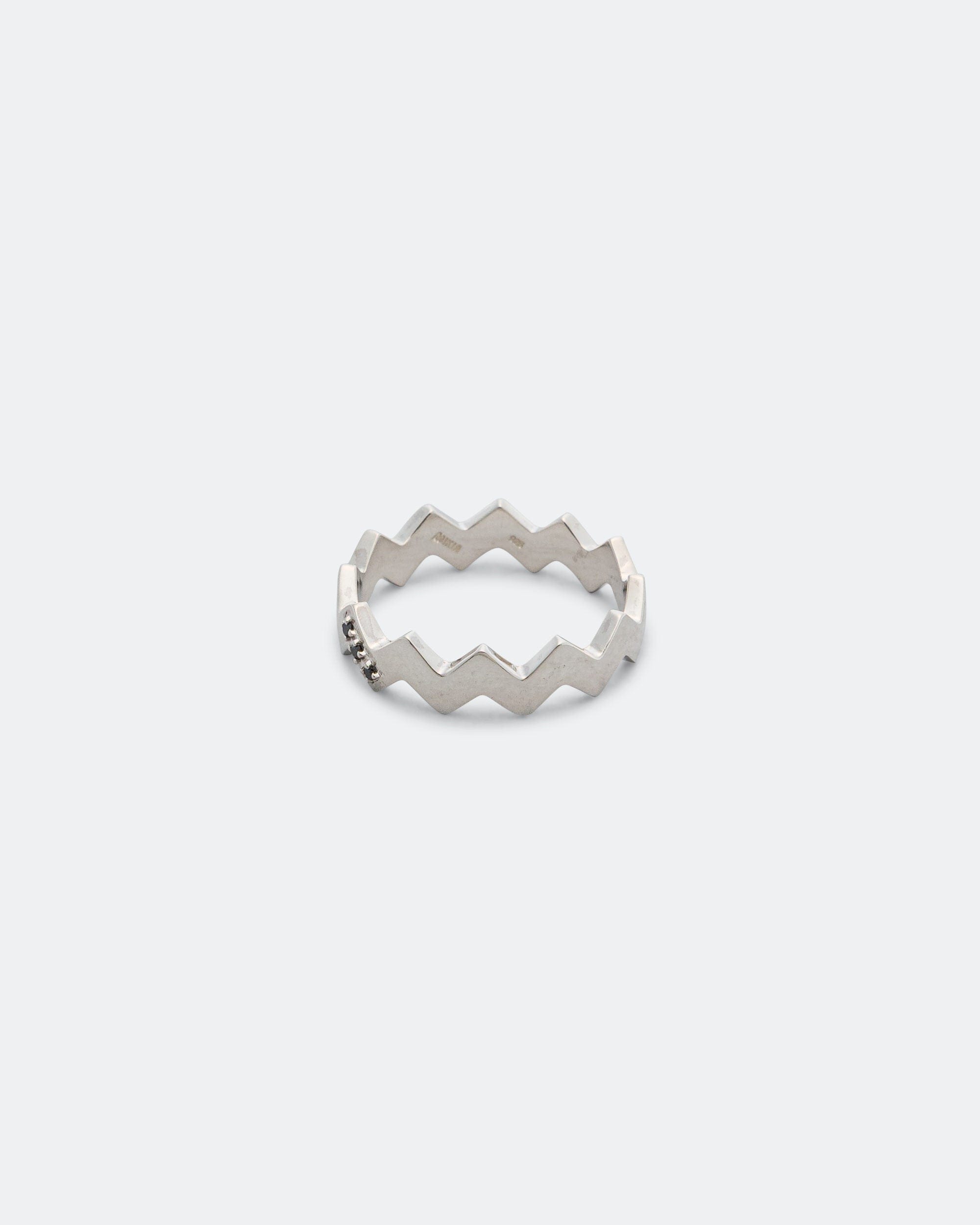 Mikia Snake Ring - Silver/Black Diamond