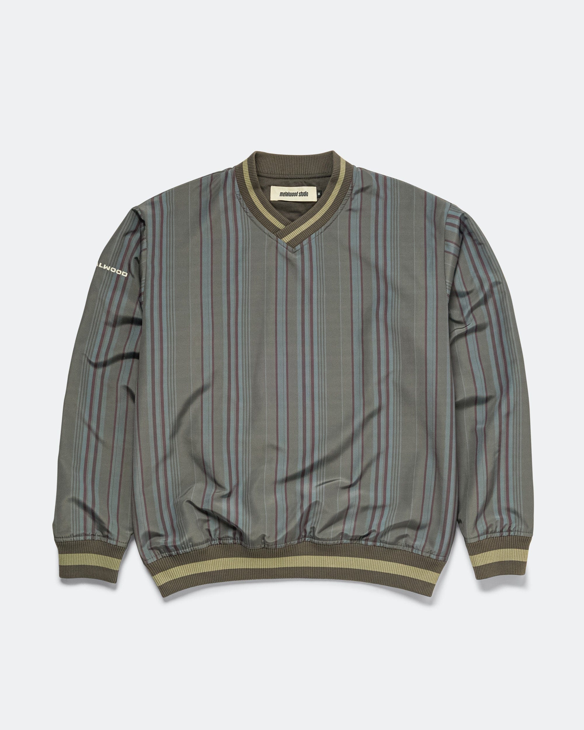 Metalwood Lined V-Neck Pullover Windbreaker - Multi