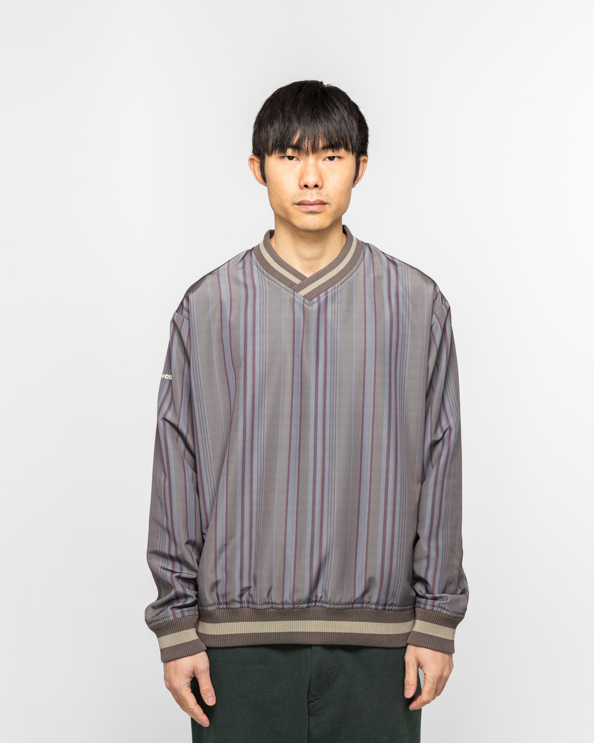 Metalwood Lined V-Neck Pullover Windbreaker - Multi