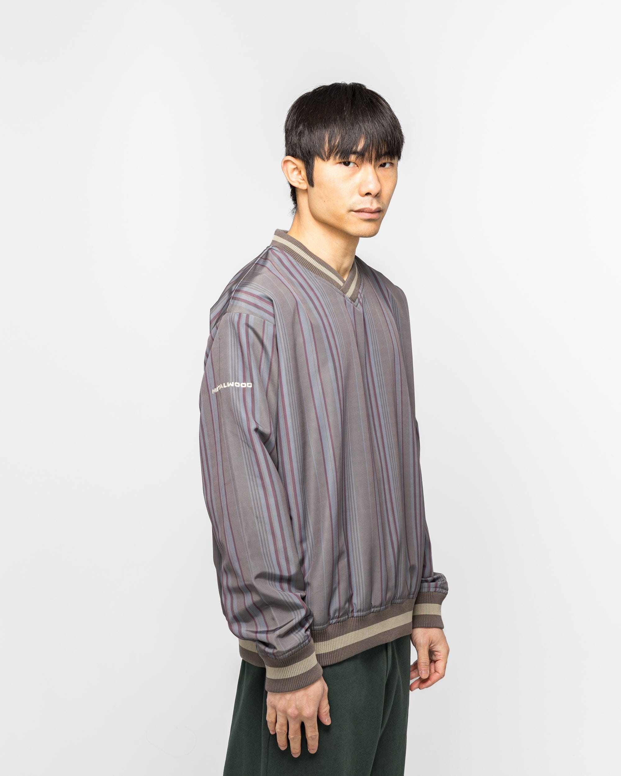 Metalwood Lined V-Neck Pullover Windbreaker - Multi
