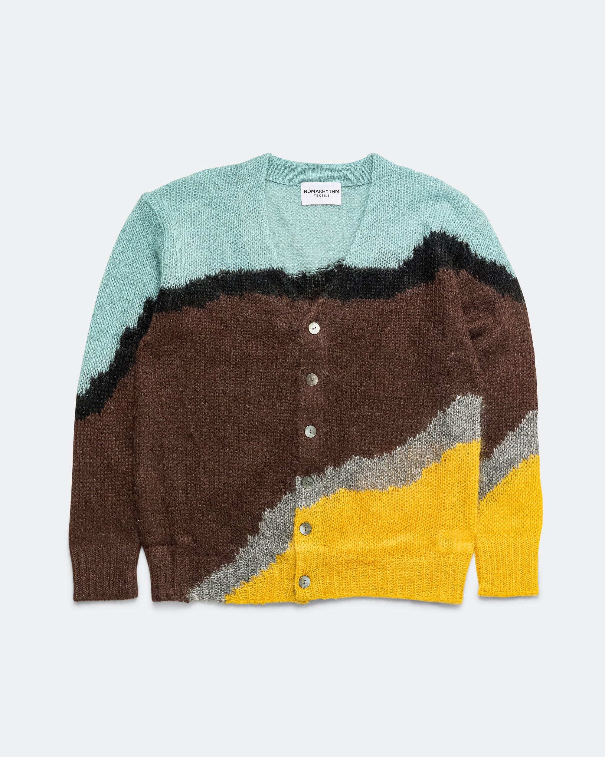 NOMARHYTHM TEXTILE Multi-Colour Mohair Cardigan - Brown/Light Blue