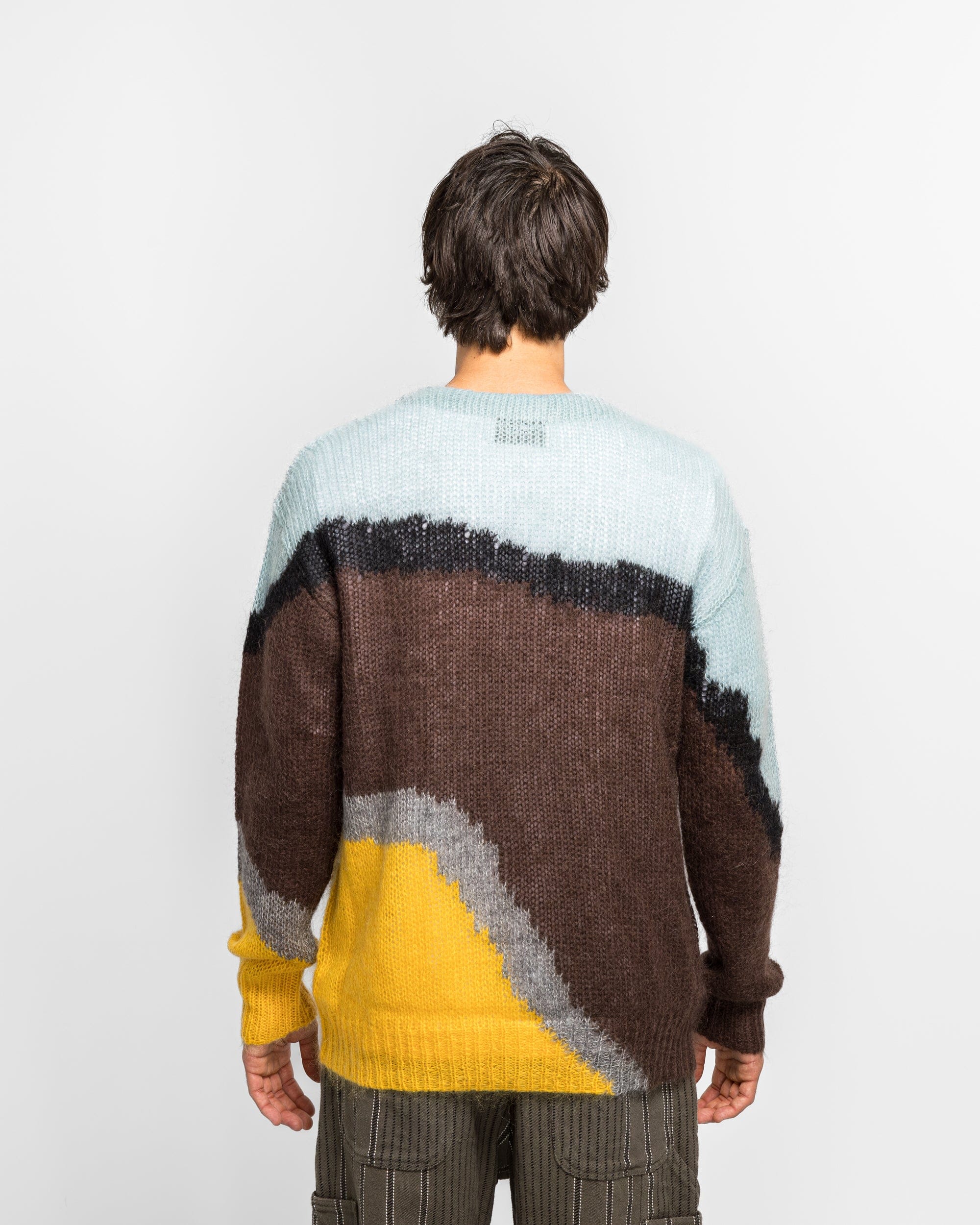 NOMARHYTHM TEXTILE Multi-Colour Mohair Cardigan - Brown/Light Blue
