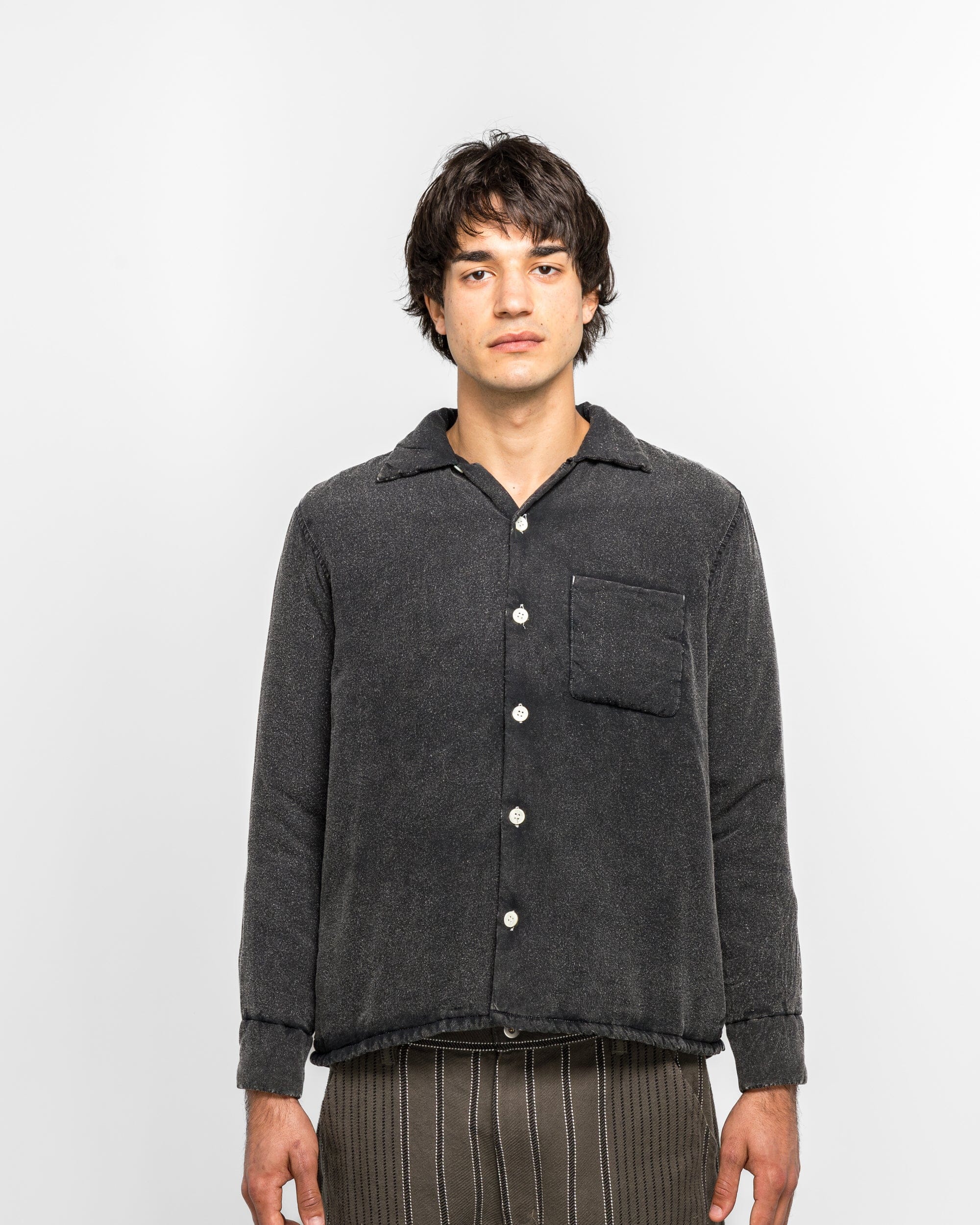 NOMARHYTHM TEXTILE Hand Dye Puffer Shirt - Black