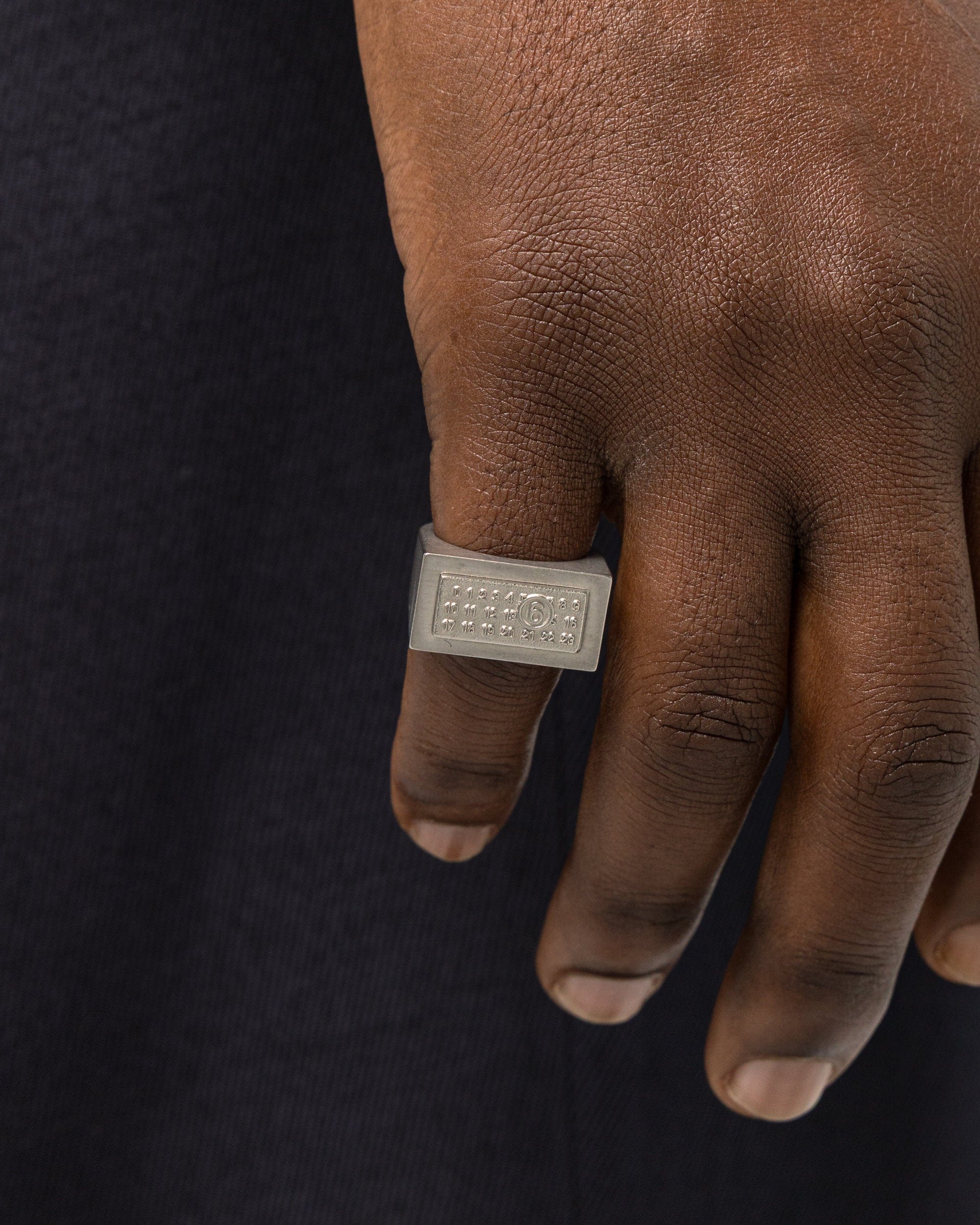 MM6 Minimal Logo 4mm Ring - Silver Toned Brass