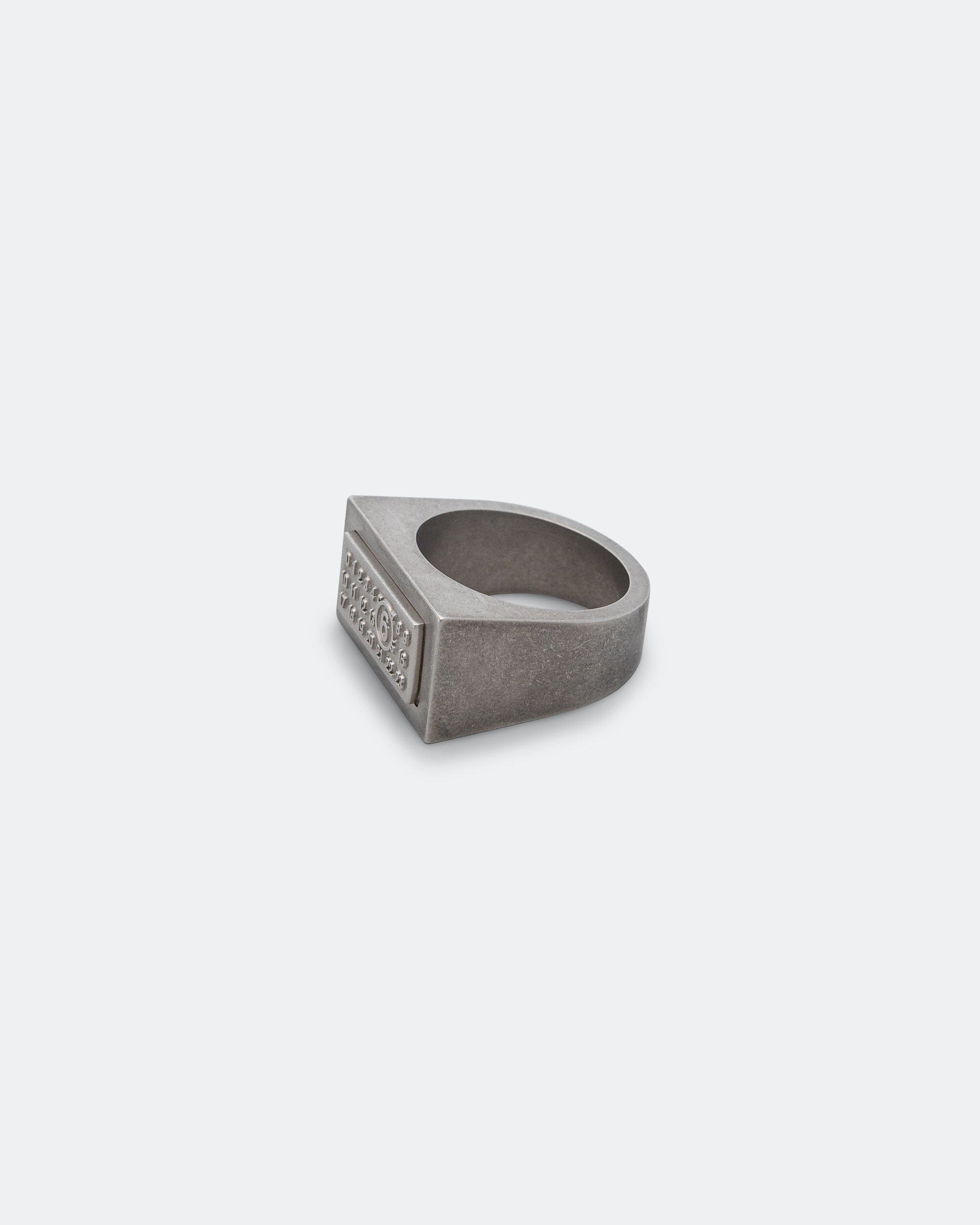 MM6 Minimal Logo 4mm Ring - Silver Toned Brass