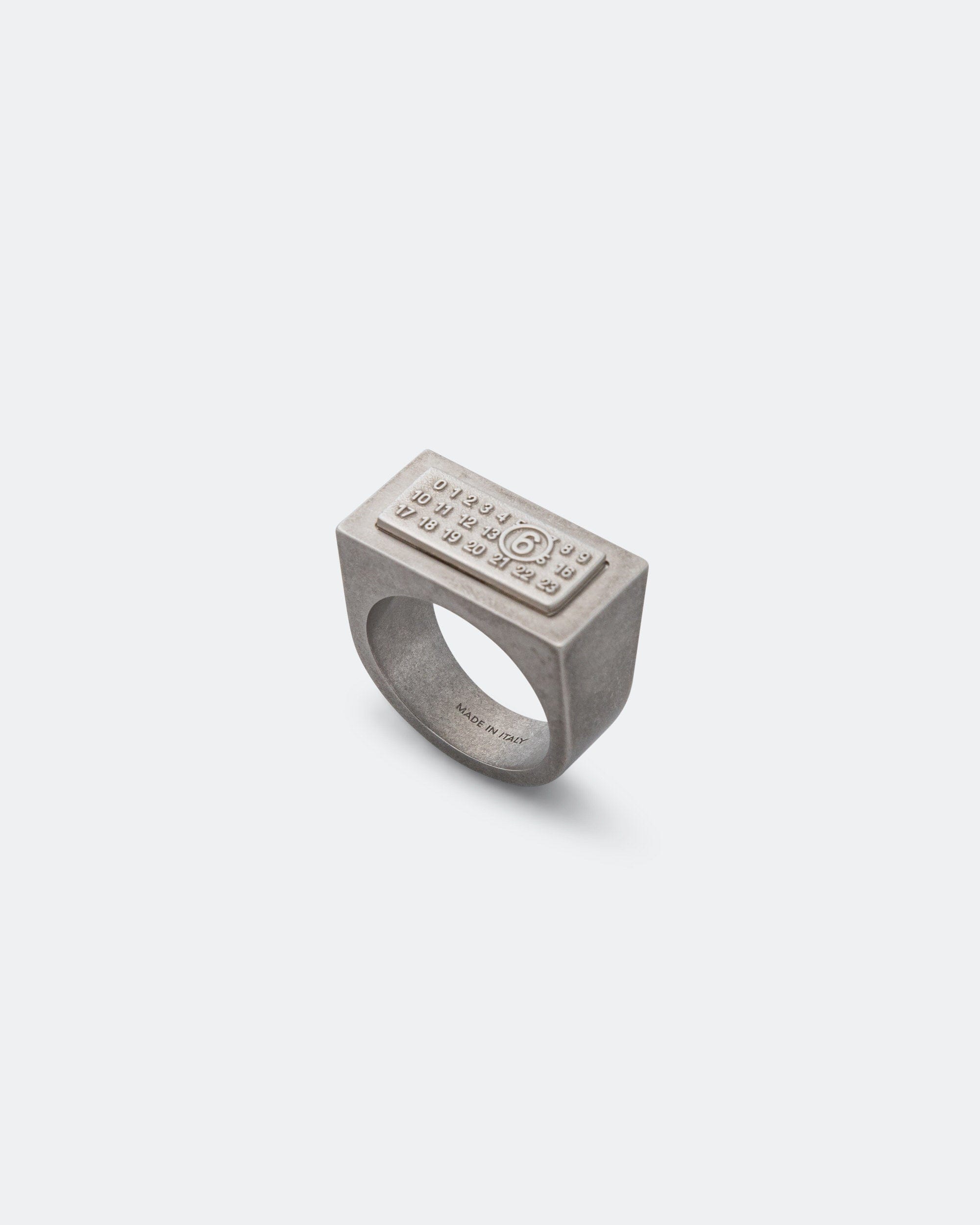 MM6 Minimal Logo 4mm Ring - Silver Toned Brass