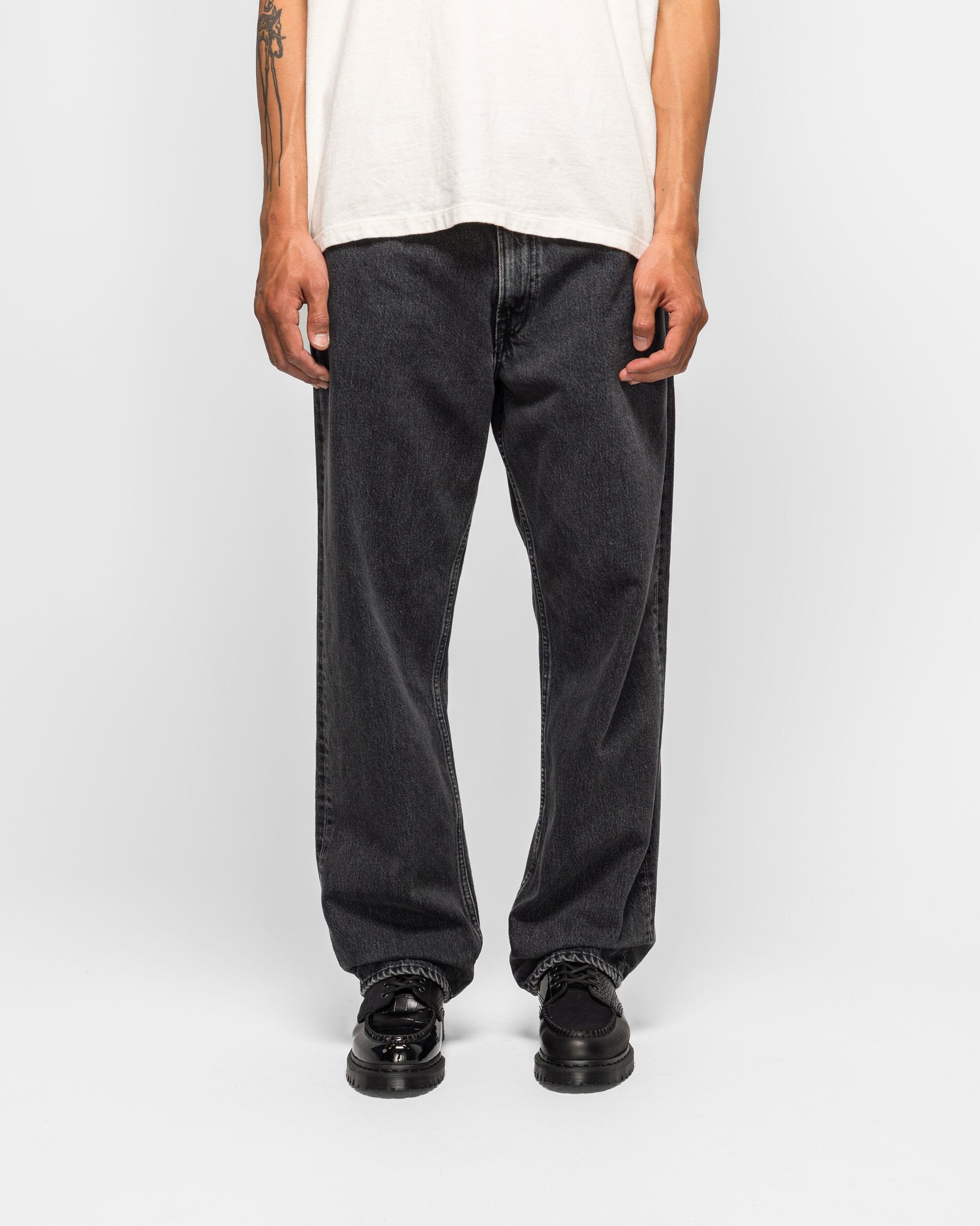 orSlow 101 Dad's Fit Denim Pants - Black Denim Stone Wash