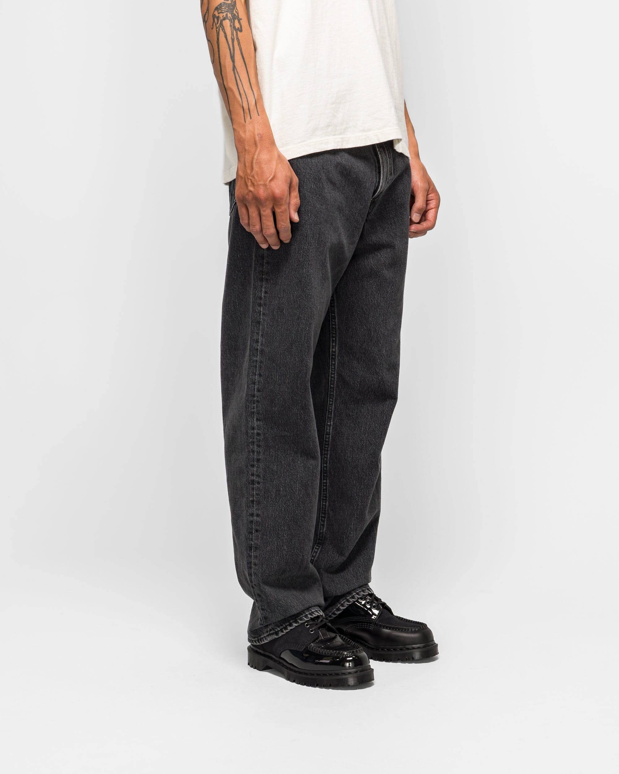 orSlow 101 Dad's Fit Denim Pants - Black Denim Stone Wash