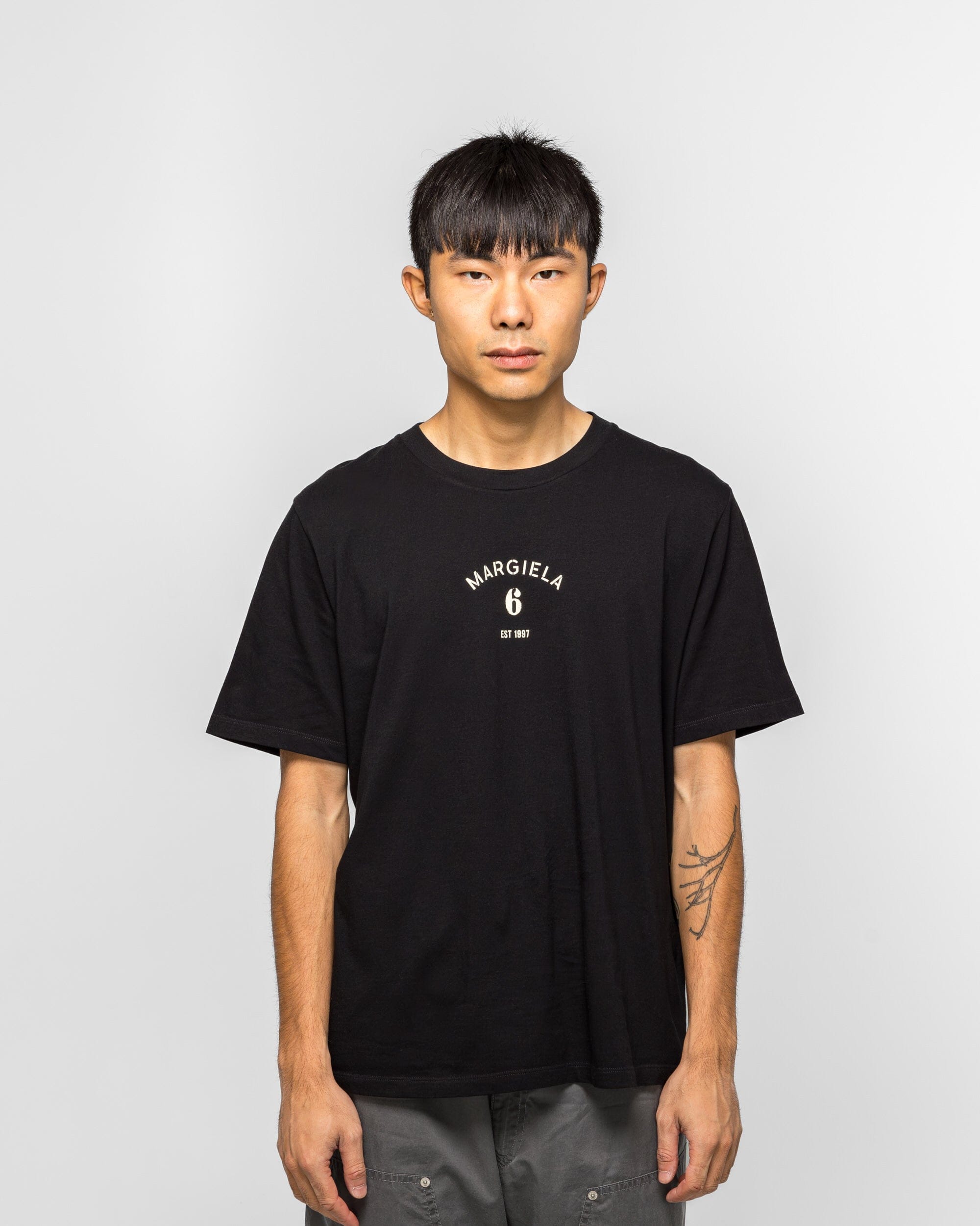 MM6 Single Digit T-Shirt - Black Cotton Jersey