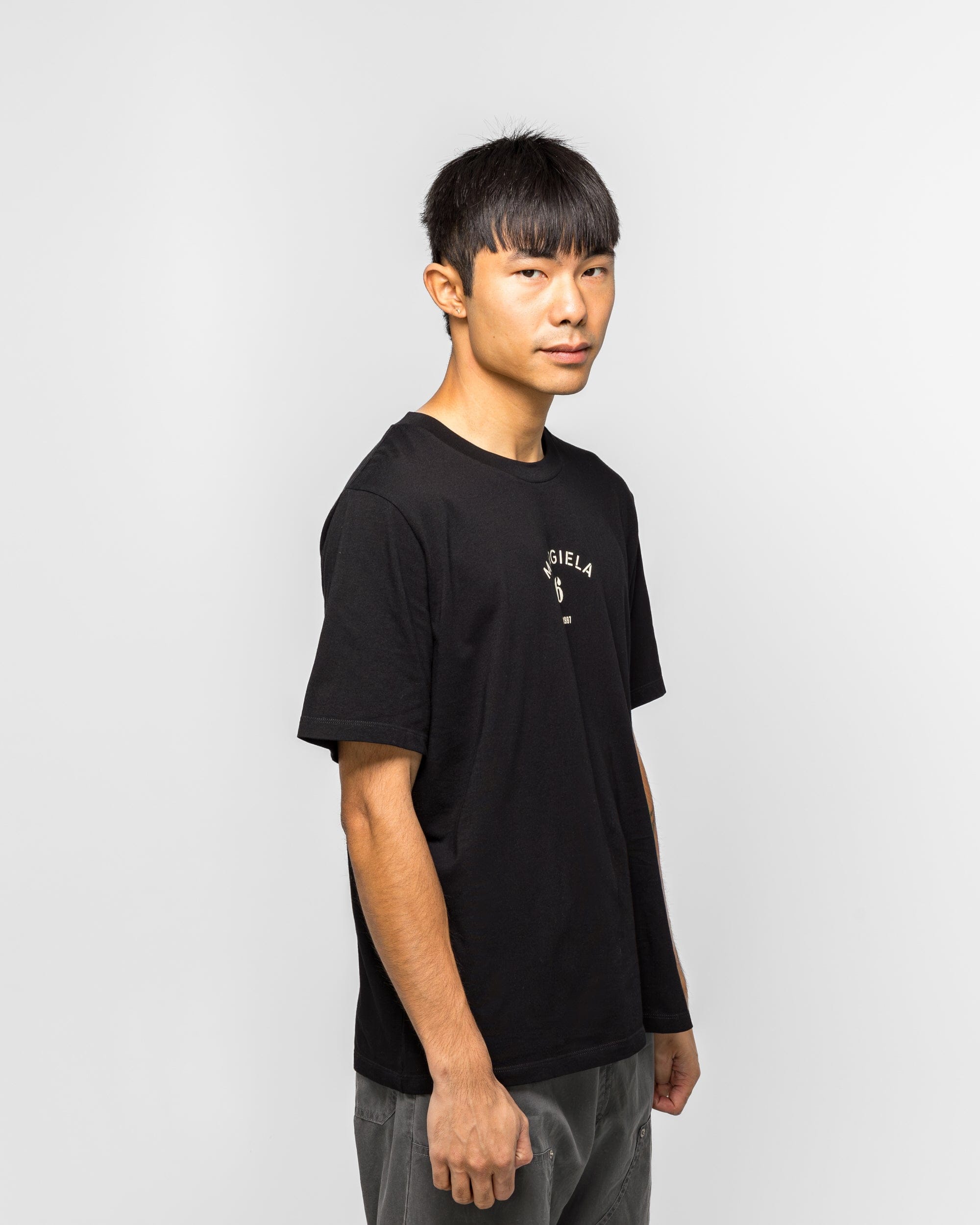 MM6 Single Digit T-Shirt - Black Cotton Jersey
