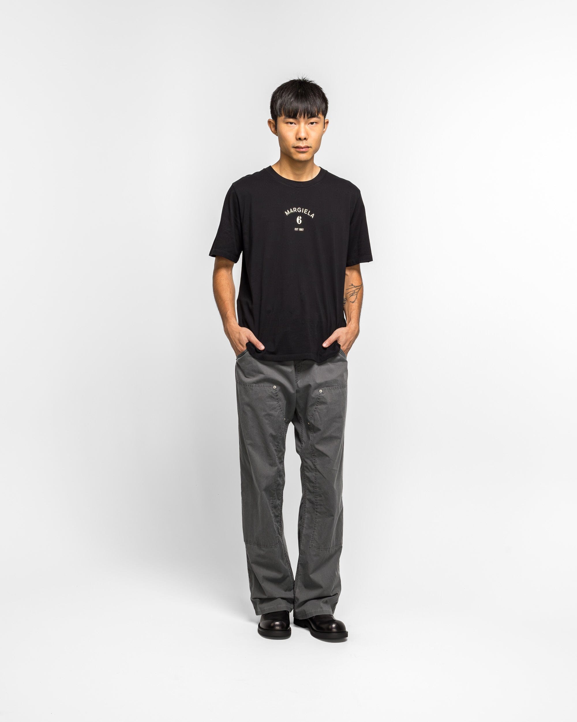 MM6 Single Digit T-Shirt - Black Cotton Jersey