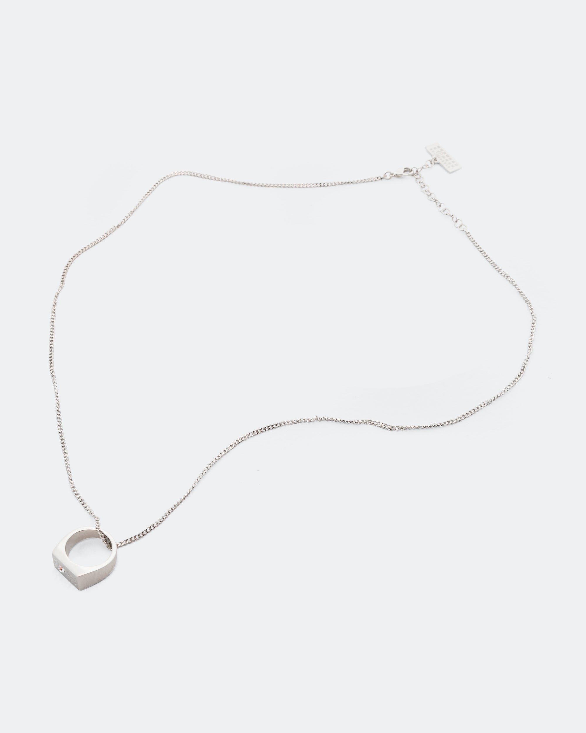 MM6 Ring Necklace - Silver Toned Brass