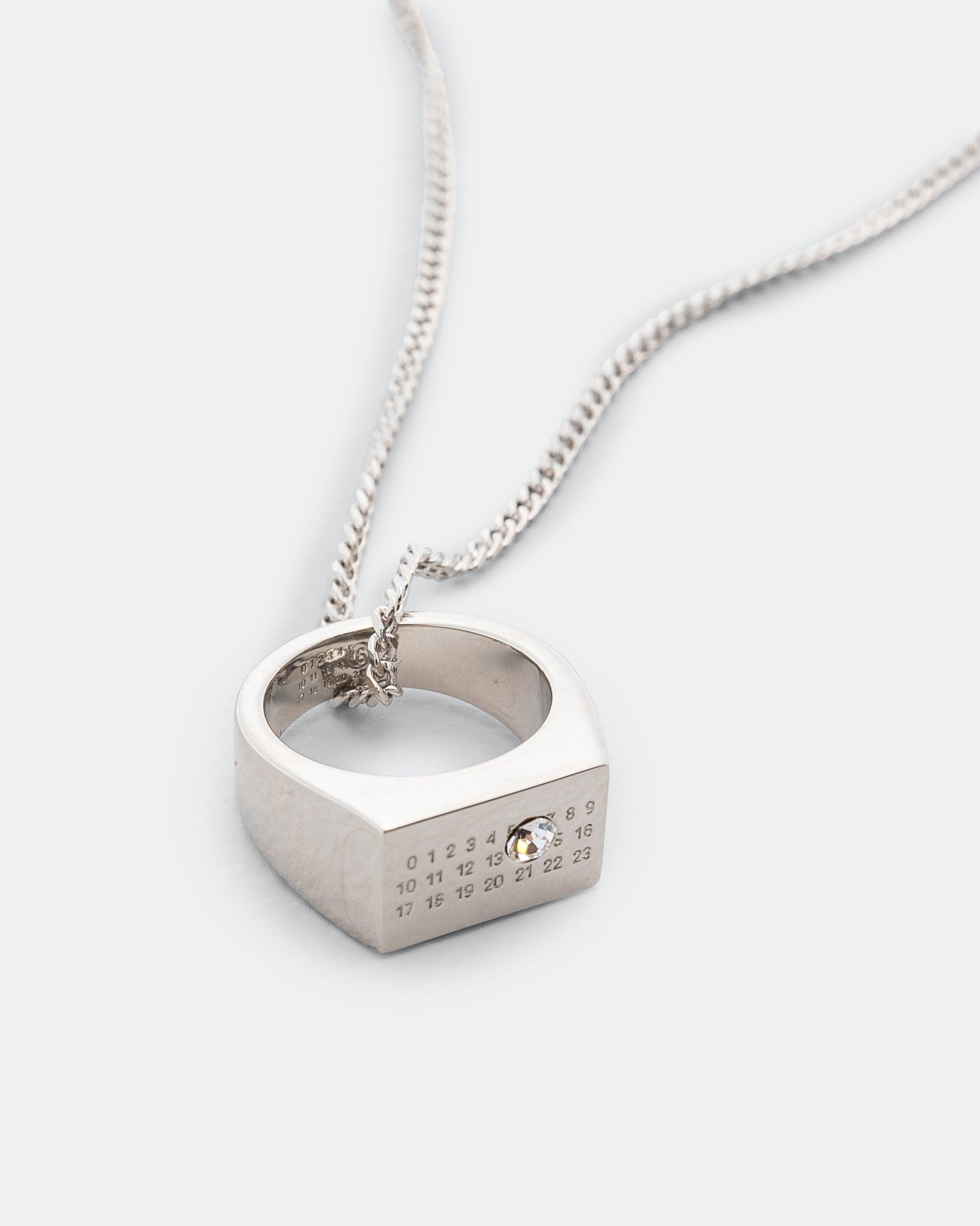 MM6 Ring Necklace - Silver Toned Brass