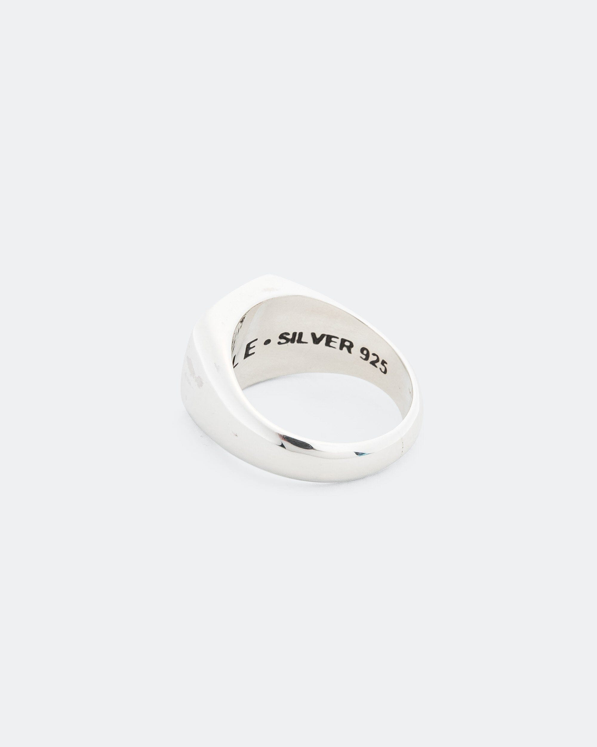 Maple Floral Signet Ring - 925 Silver/Green Enamel