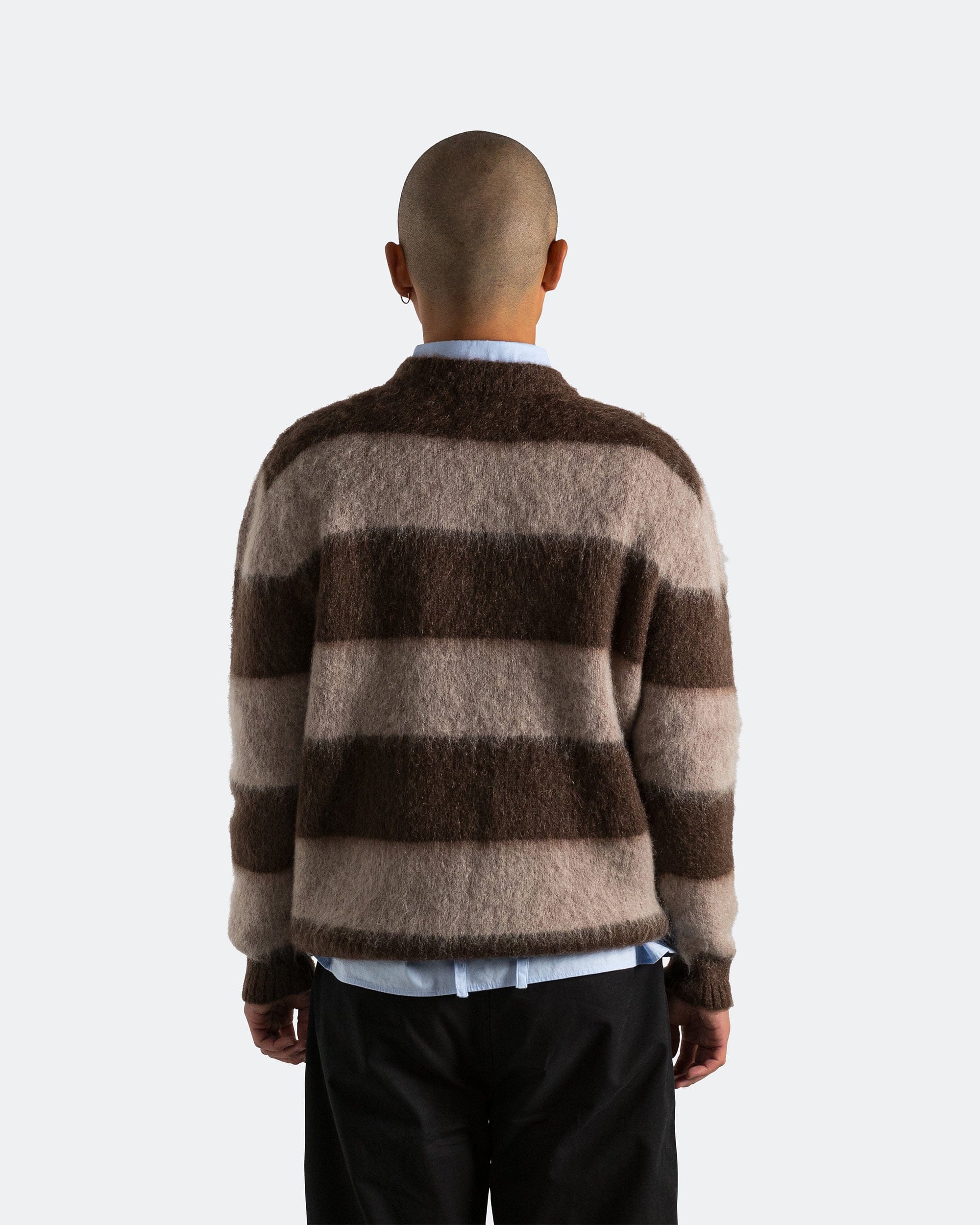 Observe Wool Mohair Stripe Knit Sweater - Mocha