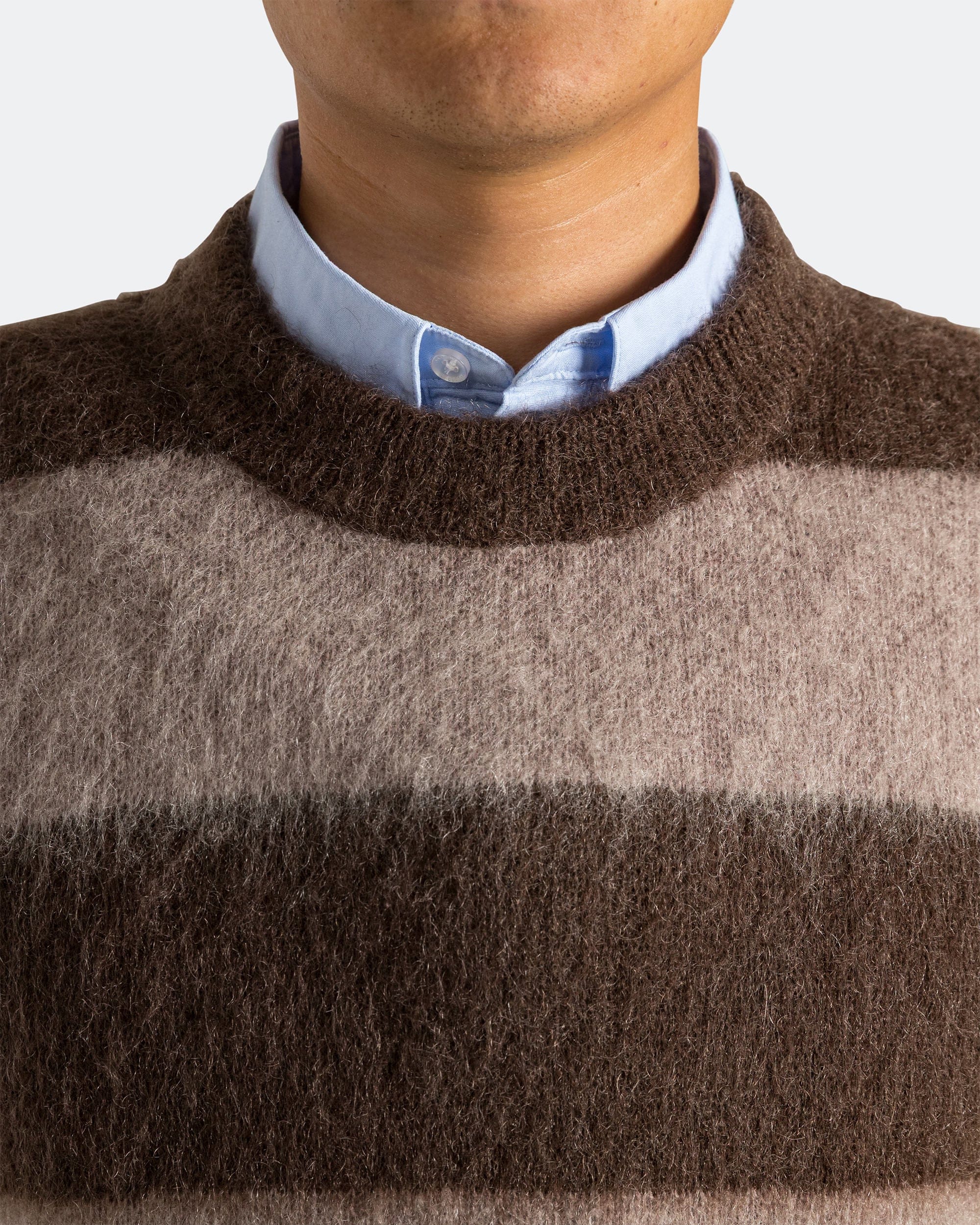 Observe Wool Mohair Stripe Knit Sweater - Mocha