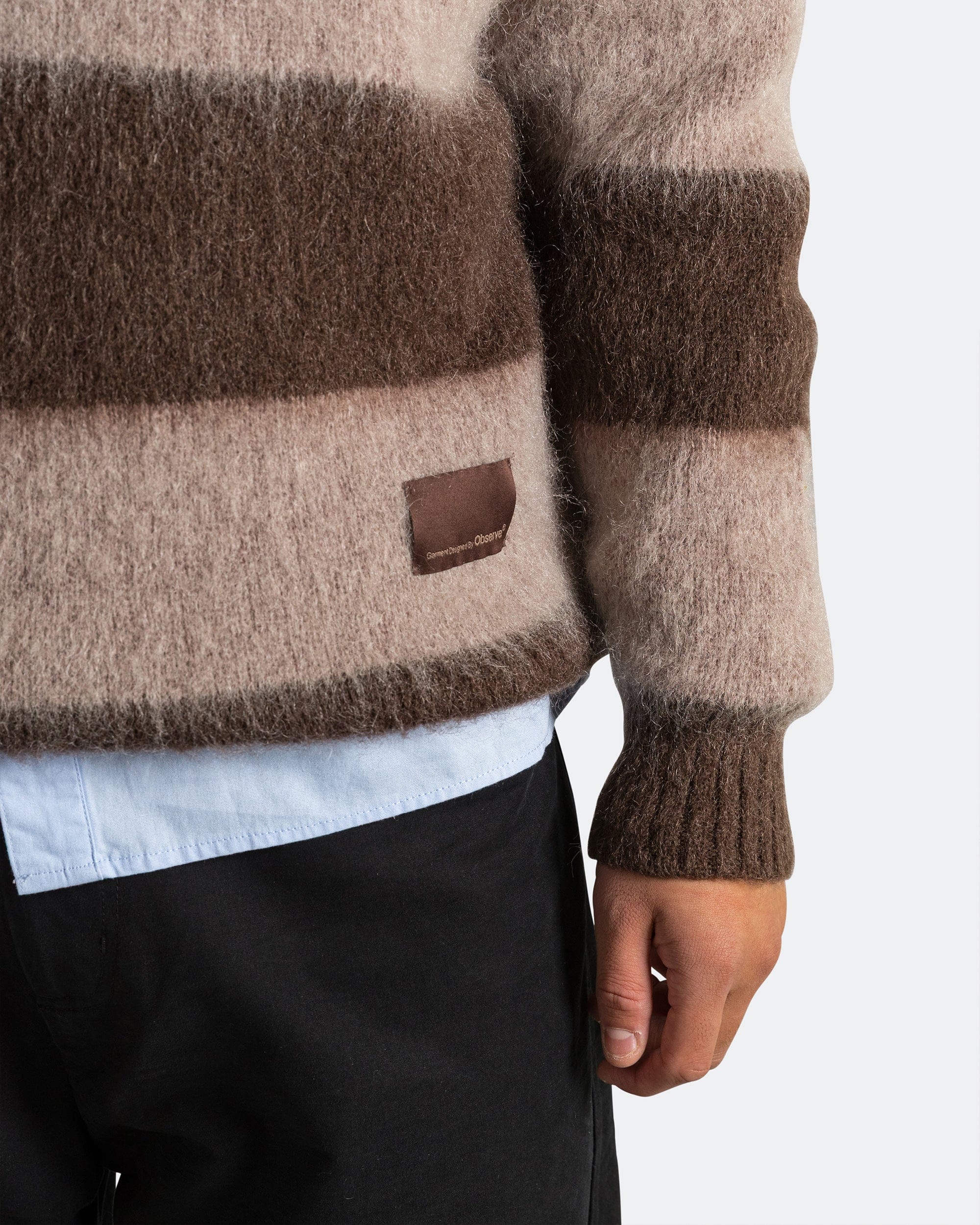 Observe Wool Mohair Stripe Knit Sweater - Mocha