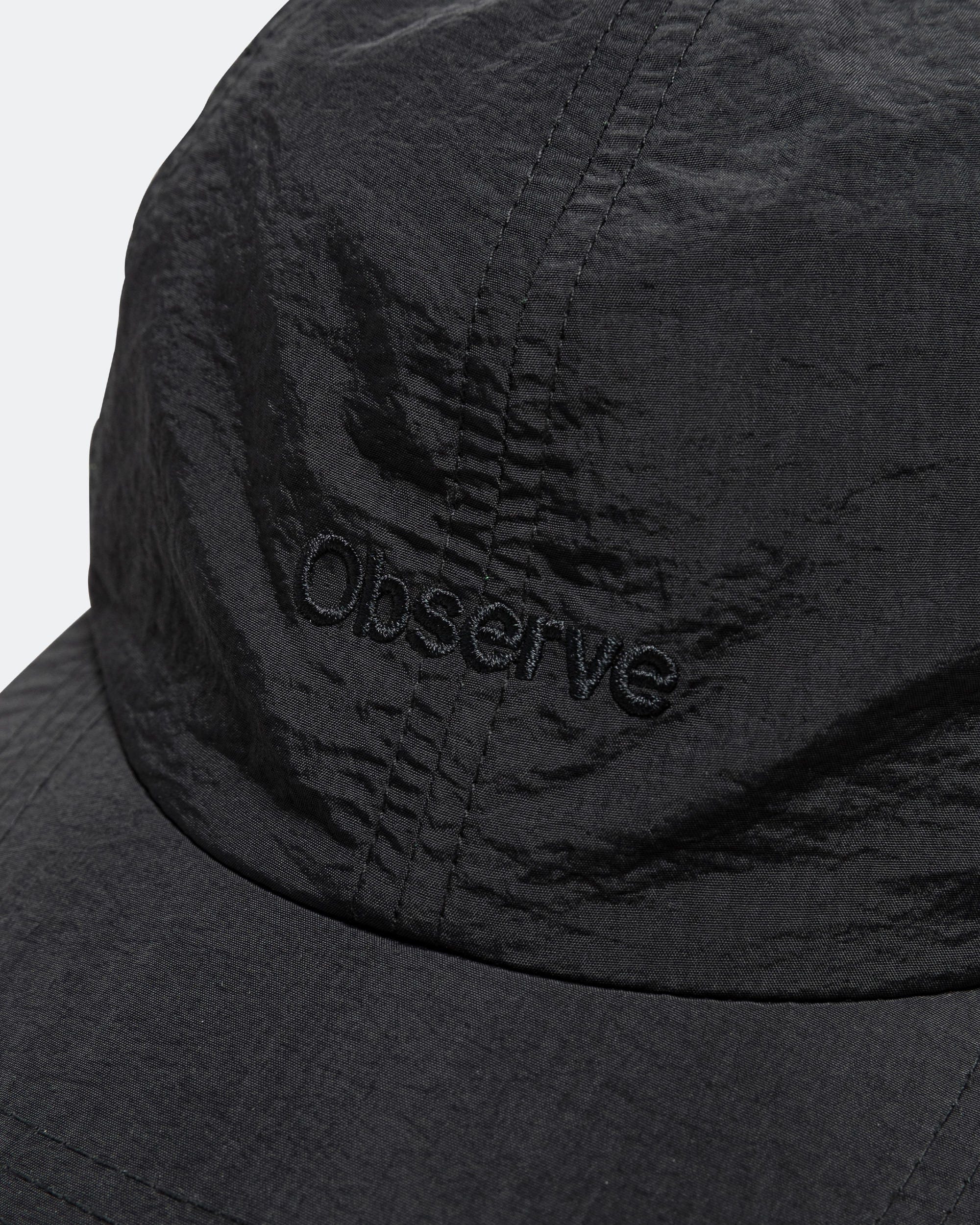 Observe Crinkle Nylon Logo Cap - Black