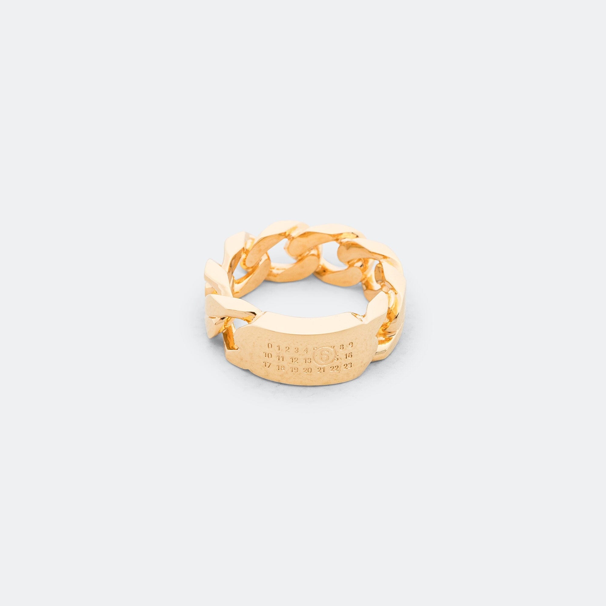 MM6 Minimal Logo Curb Ring - Yellow Gold Brass