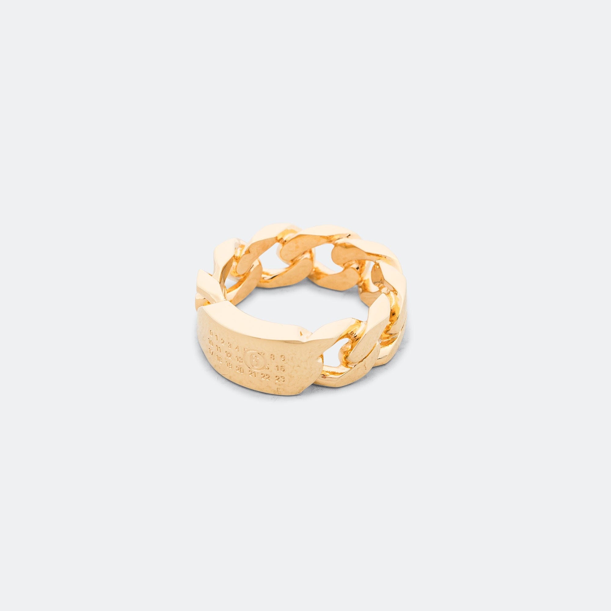 MM6 Minimal Logo Curb Ring - Yellow Gold Brass
