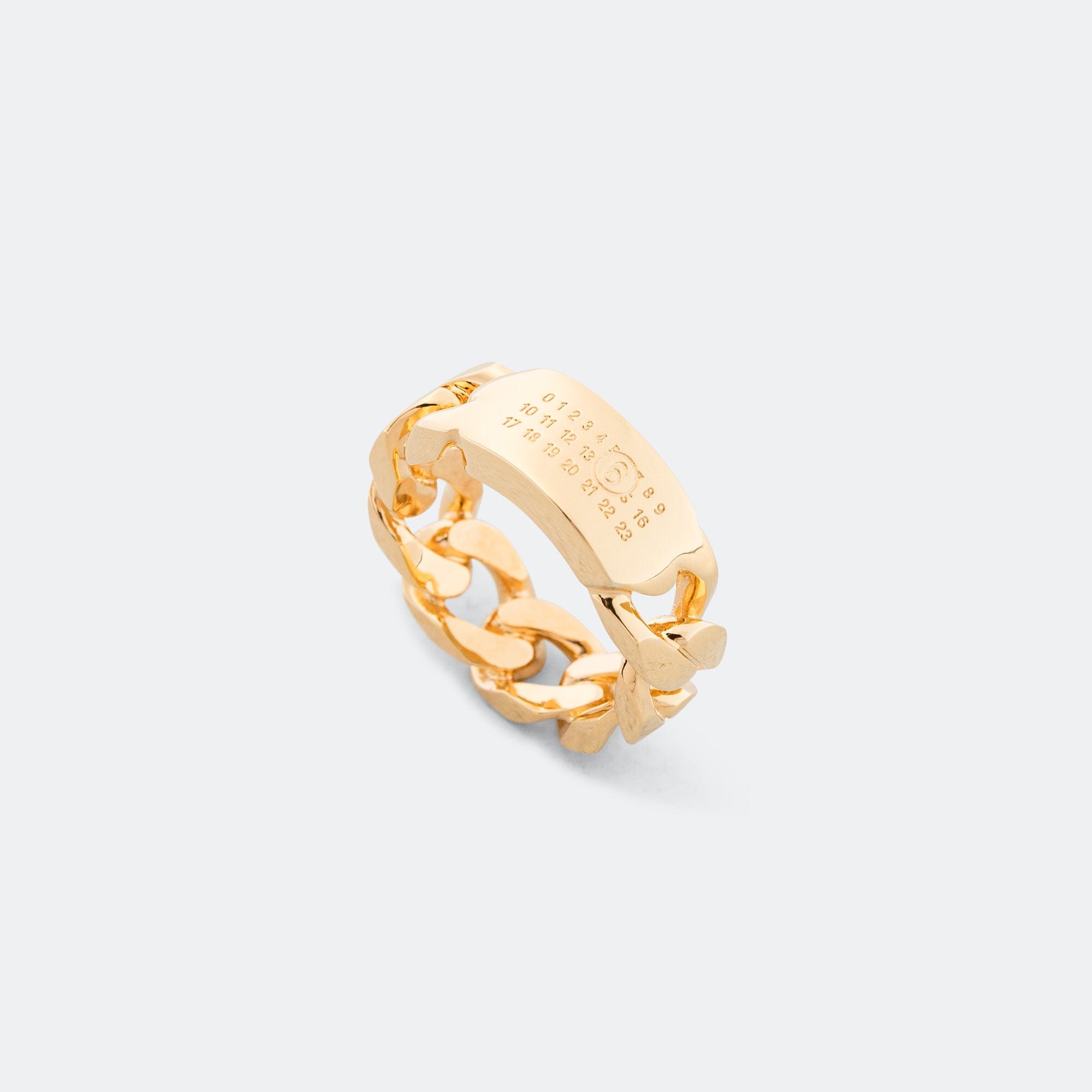 MM6 Minimal Logo Curb Ring - Yellow Gold Brass