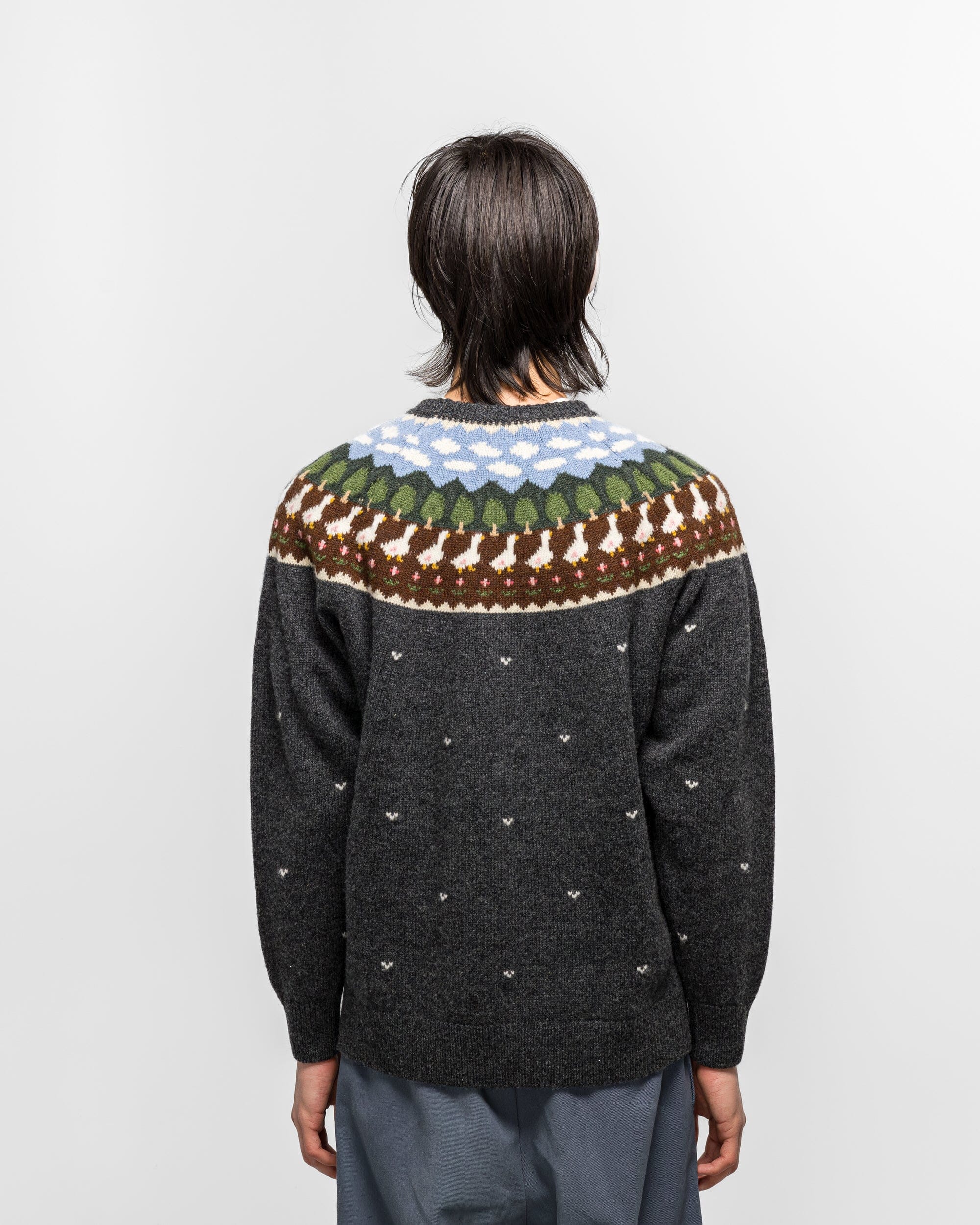 Unlikely Fair Isle Duck Sweater - Charcoal Grey