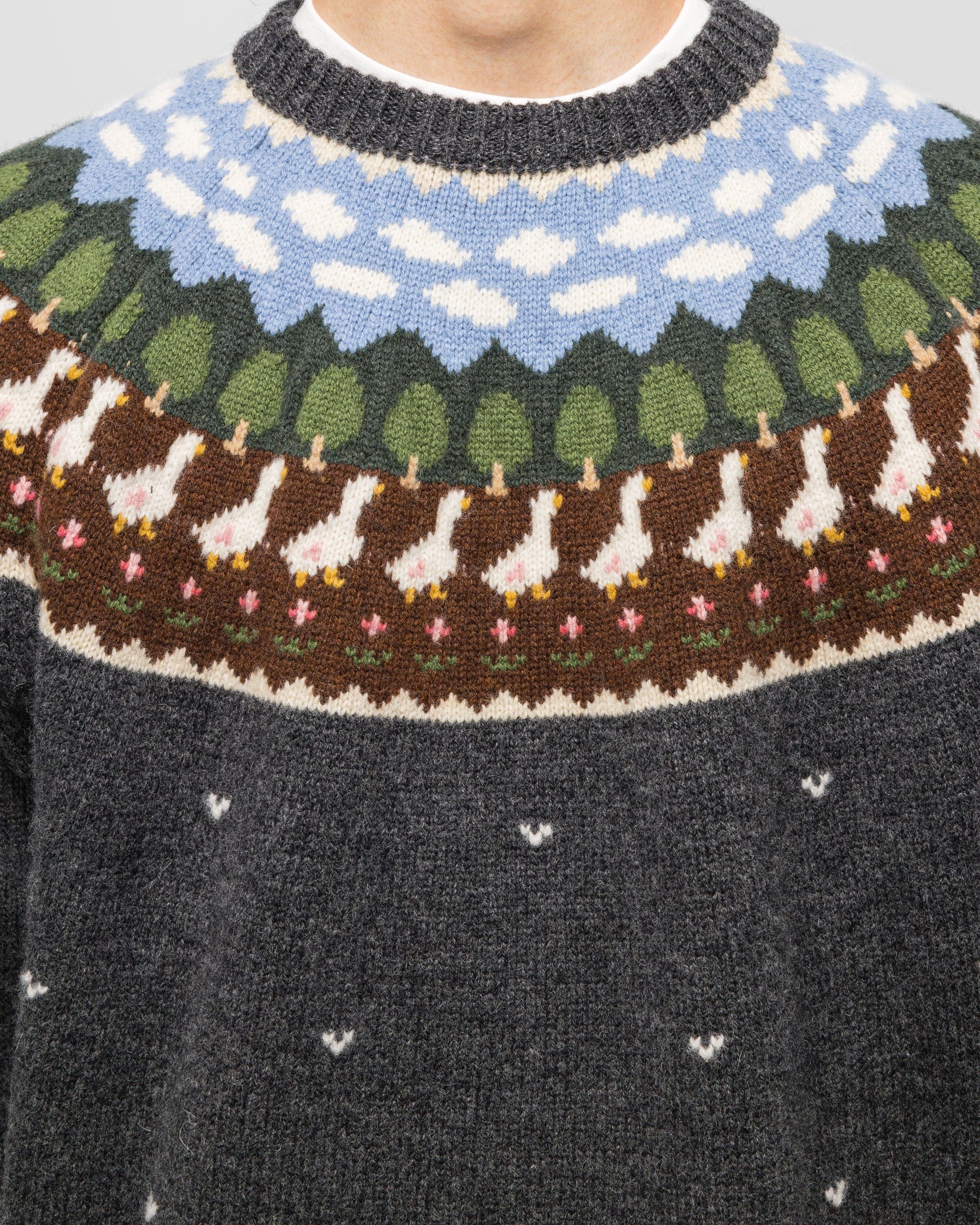 Unlikely Fair Isle Duck Sweater - Charcoal Grey