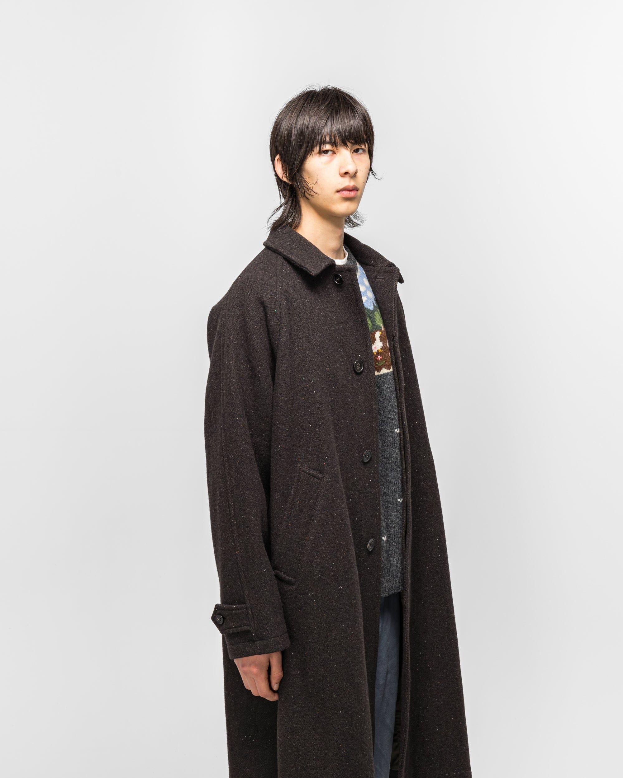 Unlikely Balmacaan Coat - Brown Nep Tweed