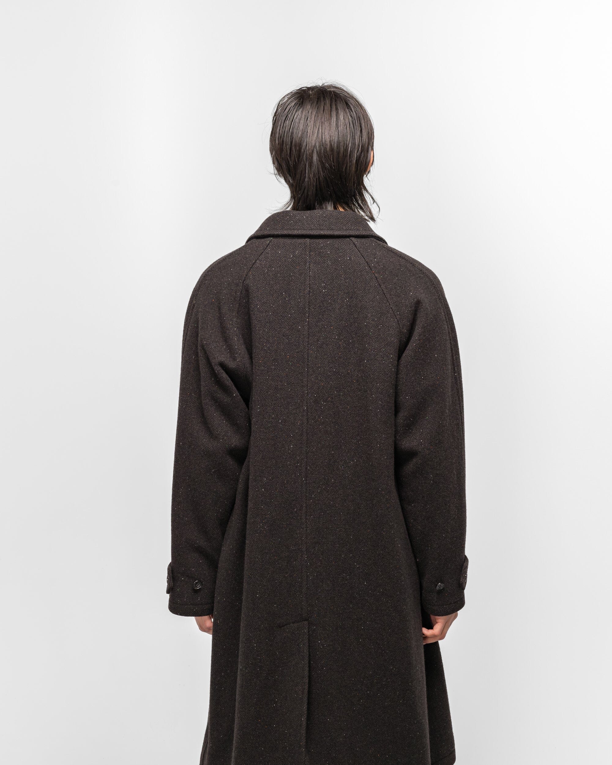 Unlikely Balmacaan Coat - Brown Nep Tweed