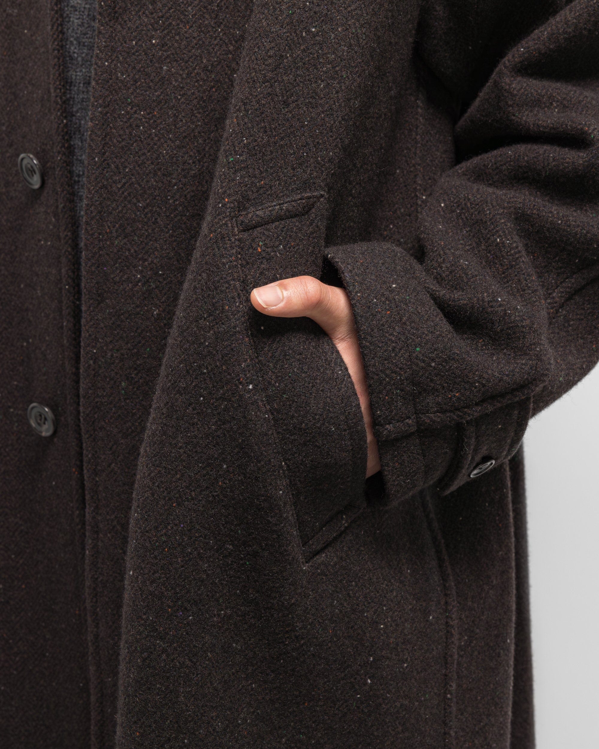 Unlikely Balmacaan Coat - Brown Nep Tweed